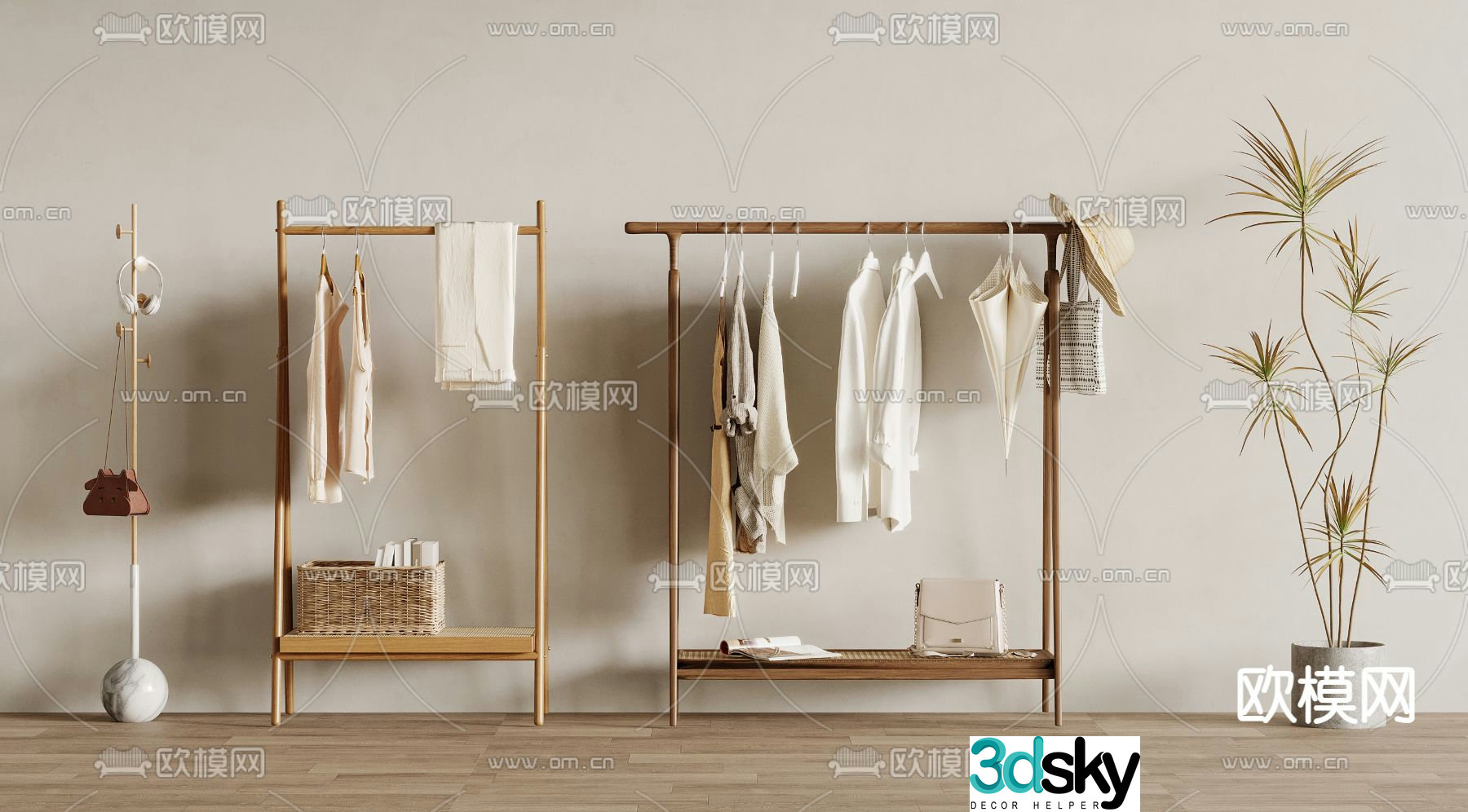 Clothes rack coat rack 3d model