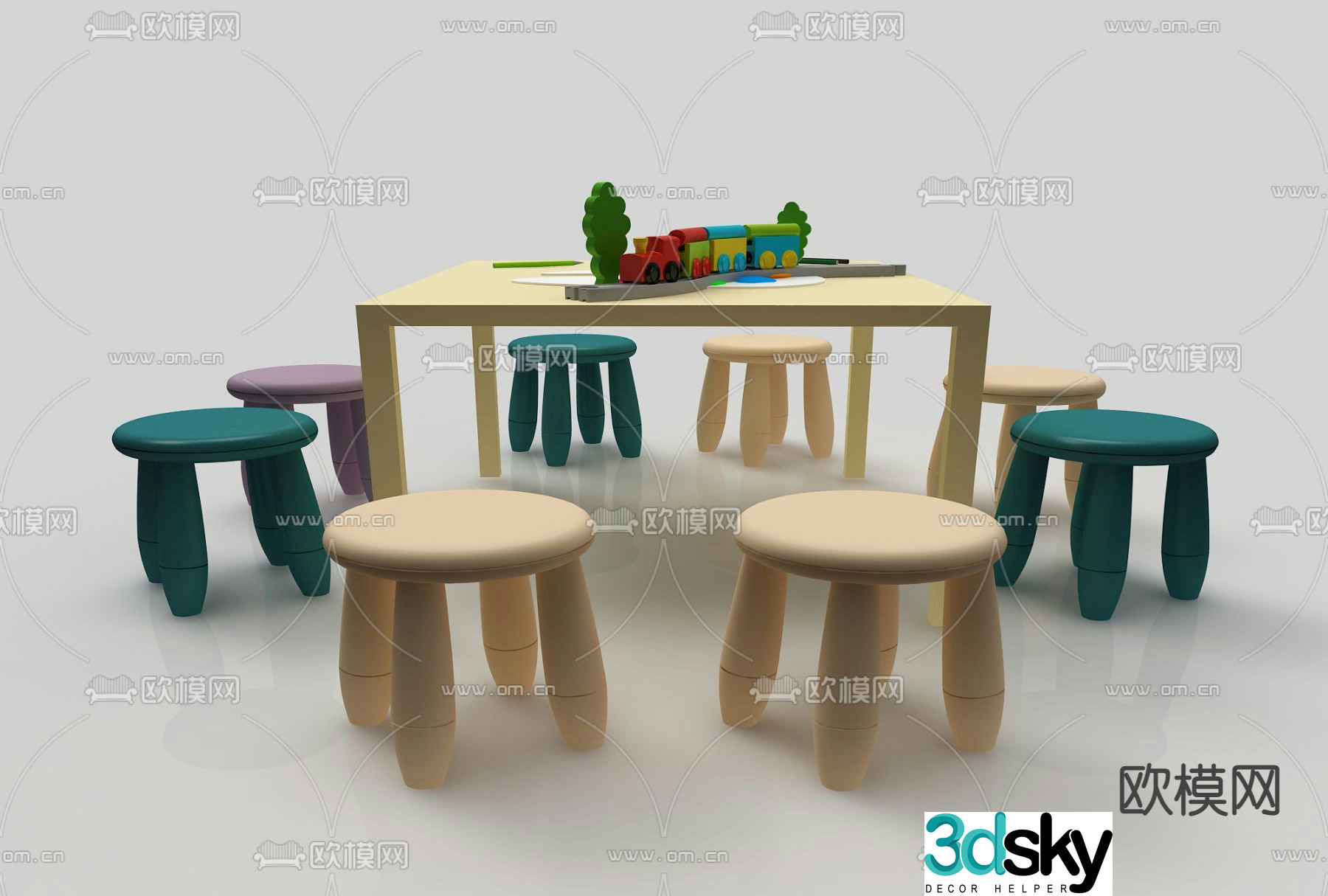 Children’s table and chair toy table 3d model