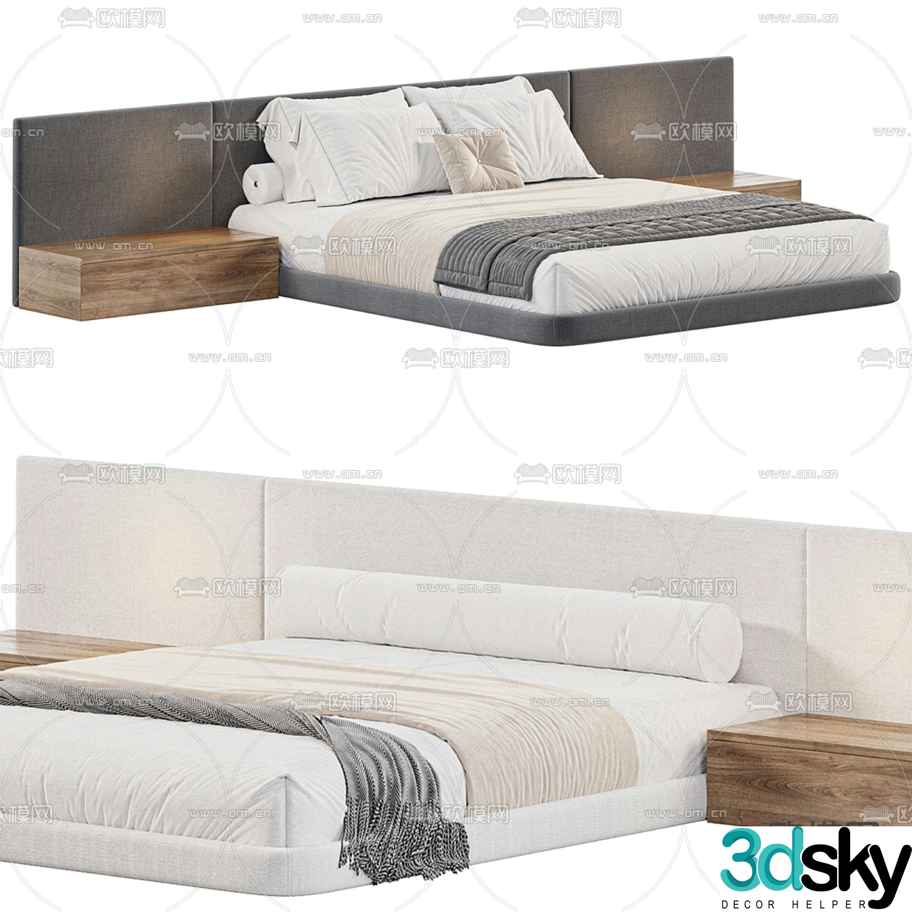 Modern double bed 3d model