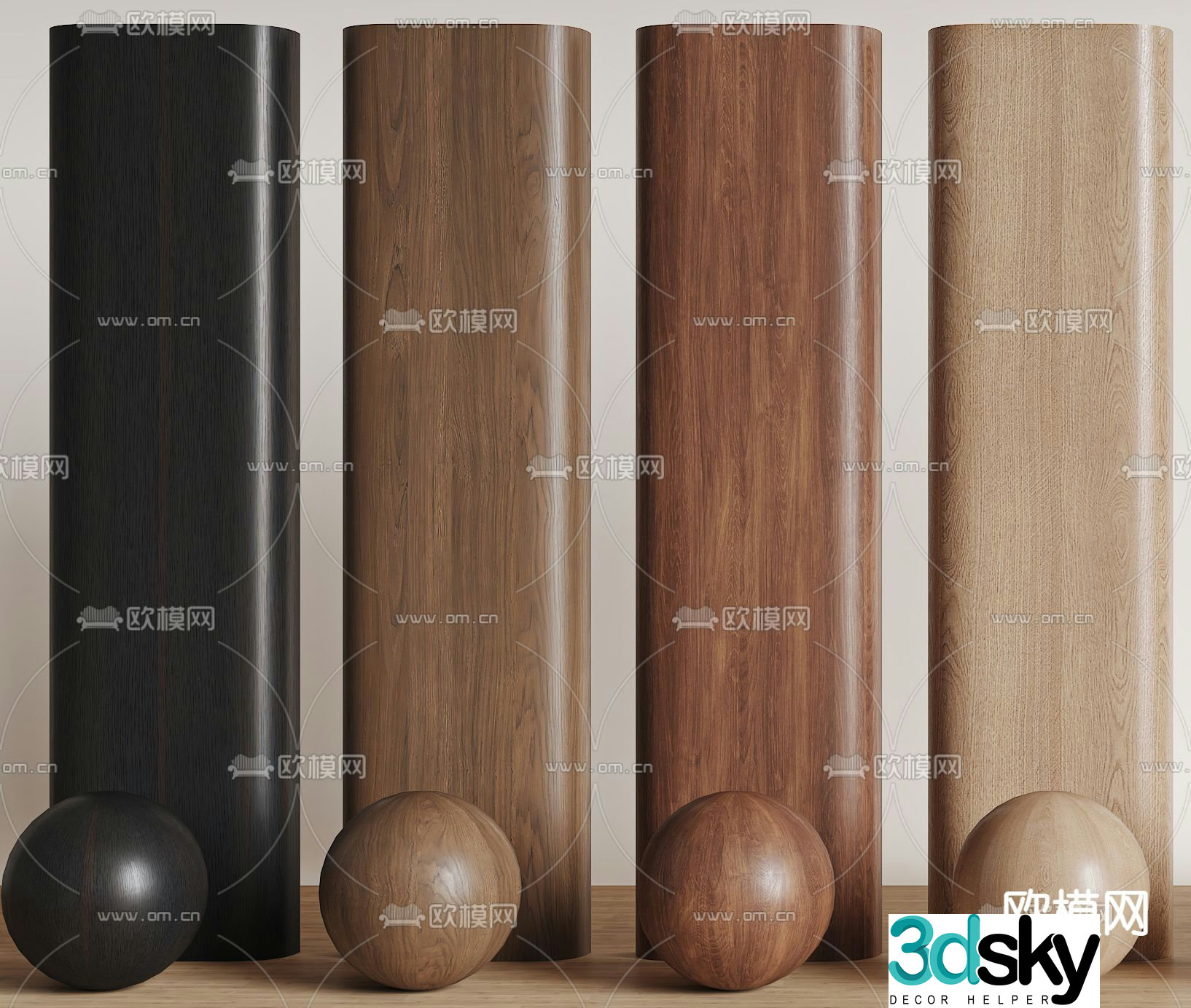 Wood grain board Wall panel Wood veneer 3D model