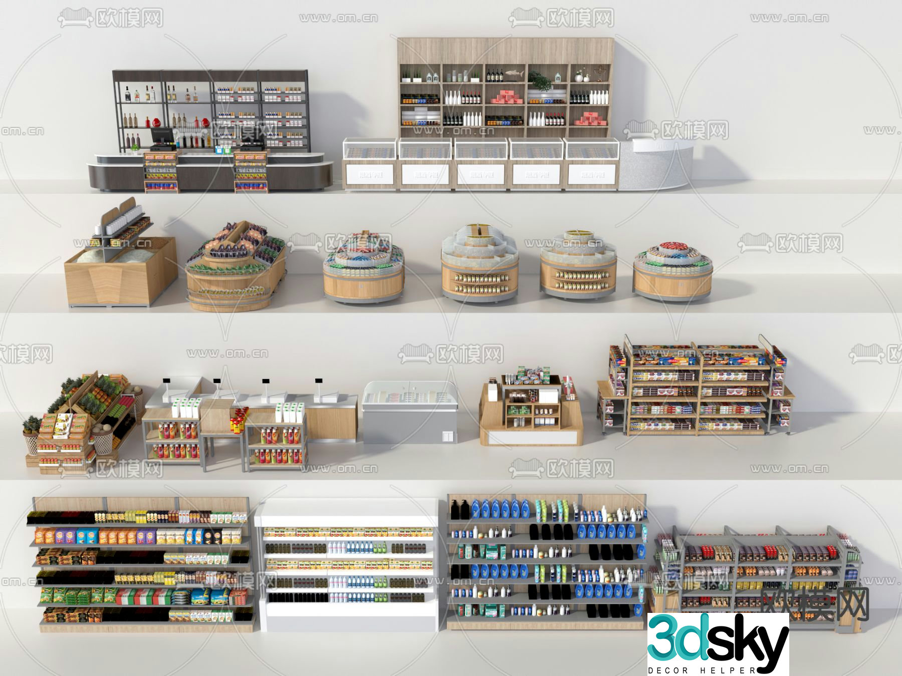 Supermarket shelves supermarket checkout 3d model