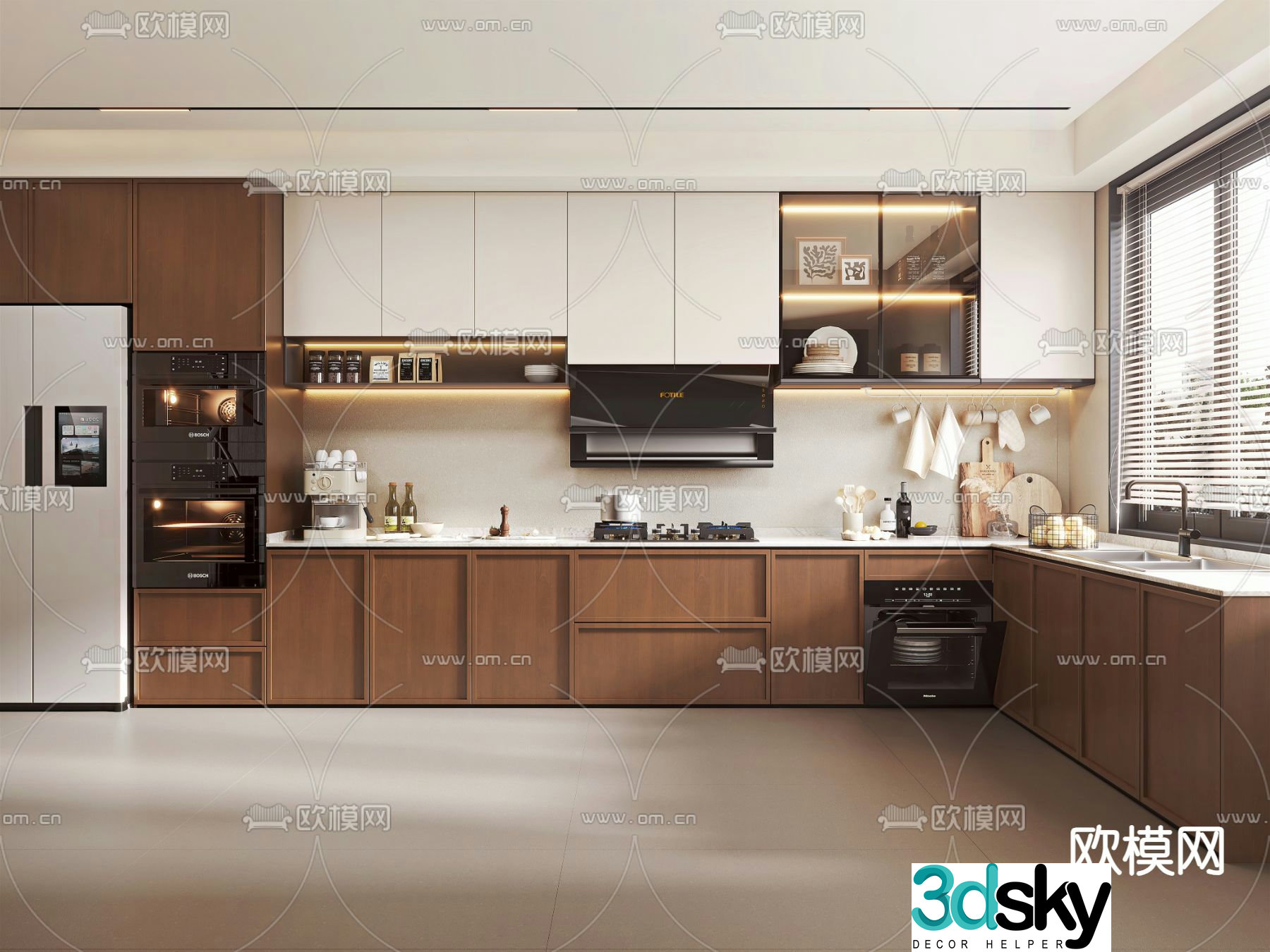 Middle style kitchen cabinet 3d model