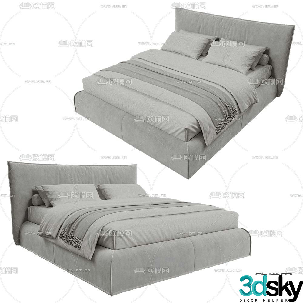 Beds one double bed 3d model