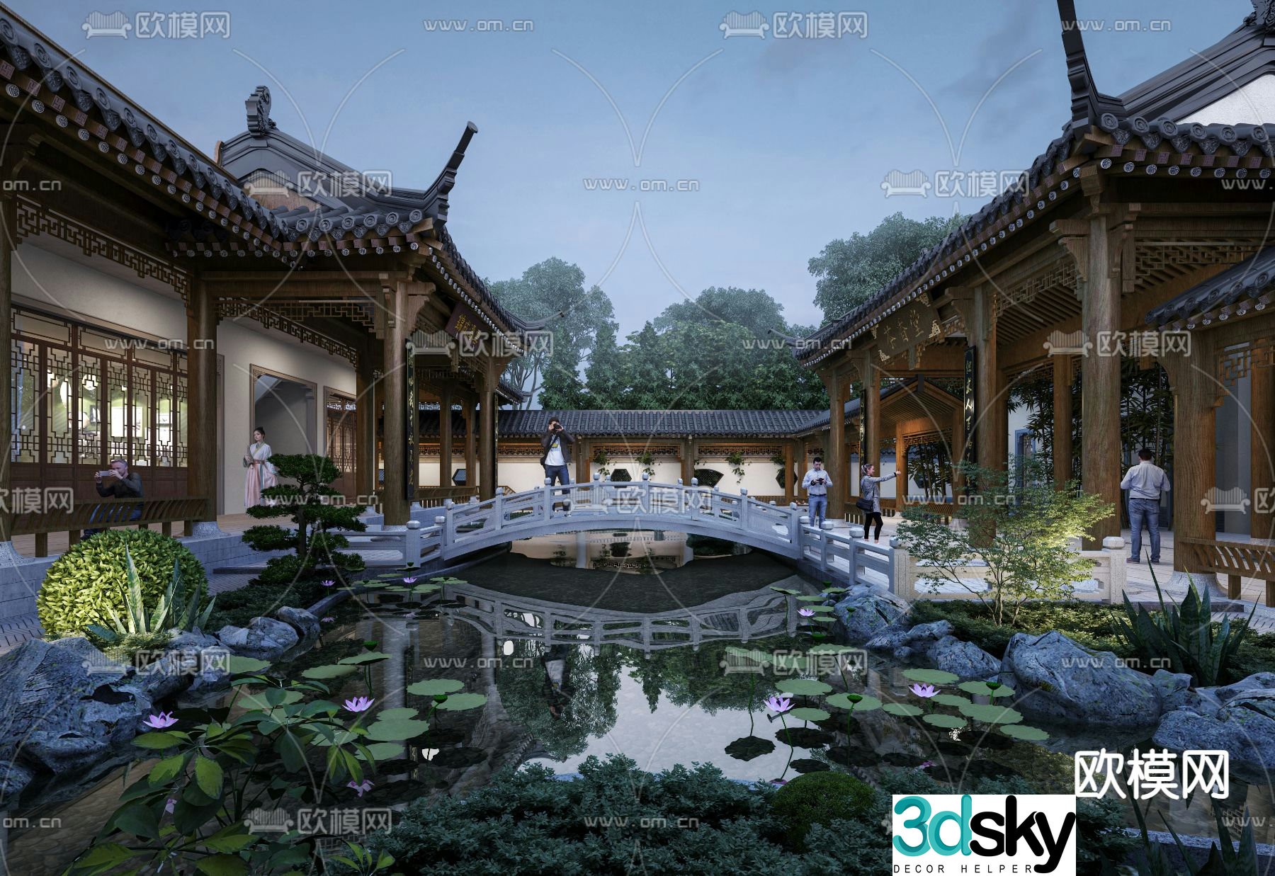 Soviet-style garden landscape inner court landscape 3D model