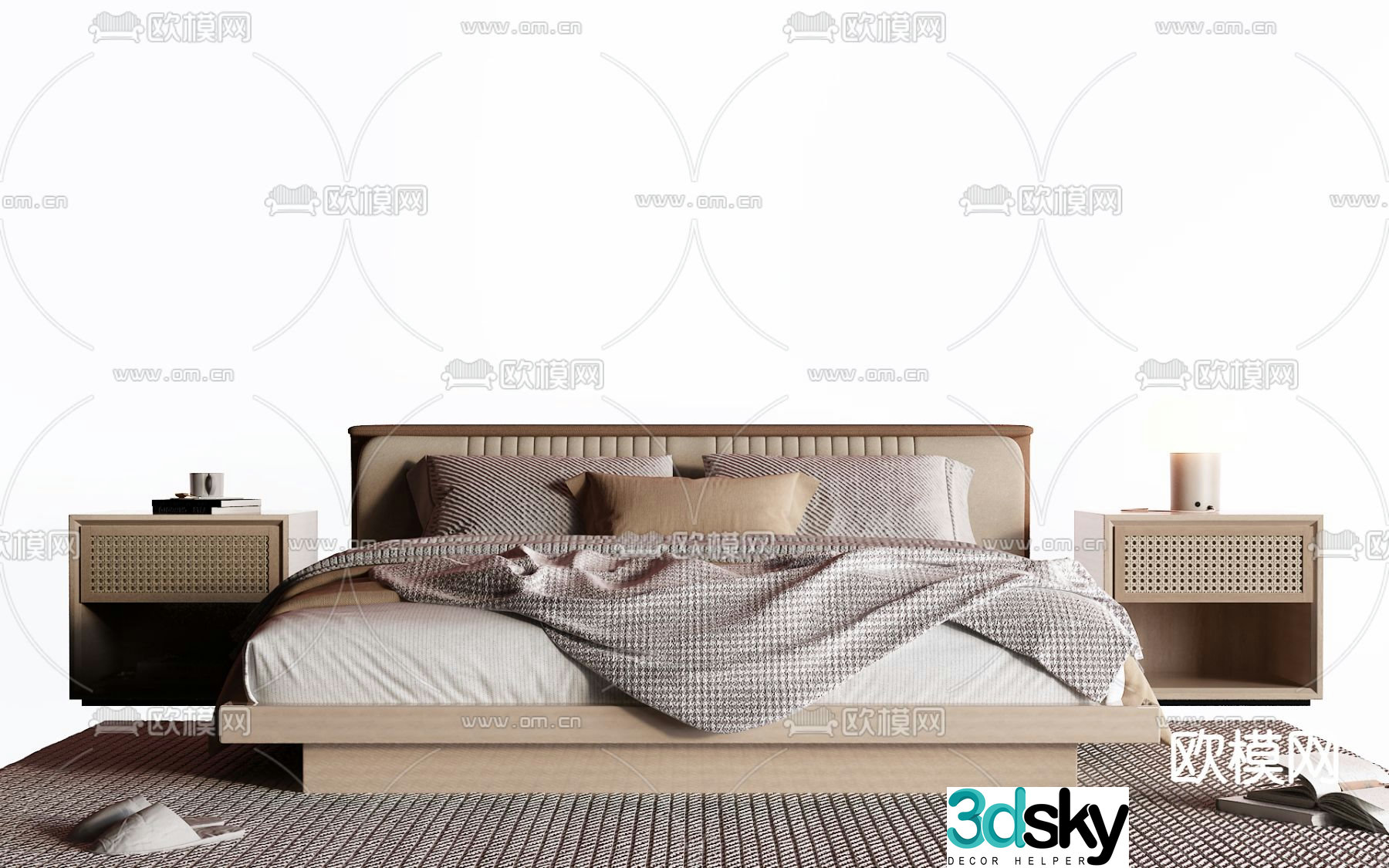 Wabi-sabi double bed 3d model