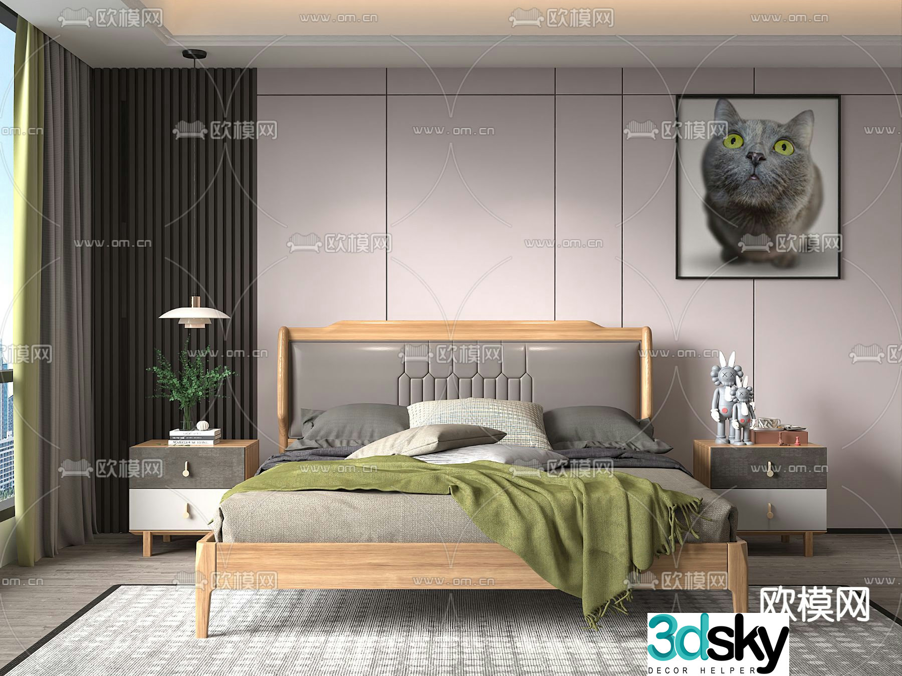 Nordic double bed 3d model