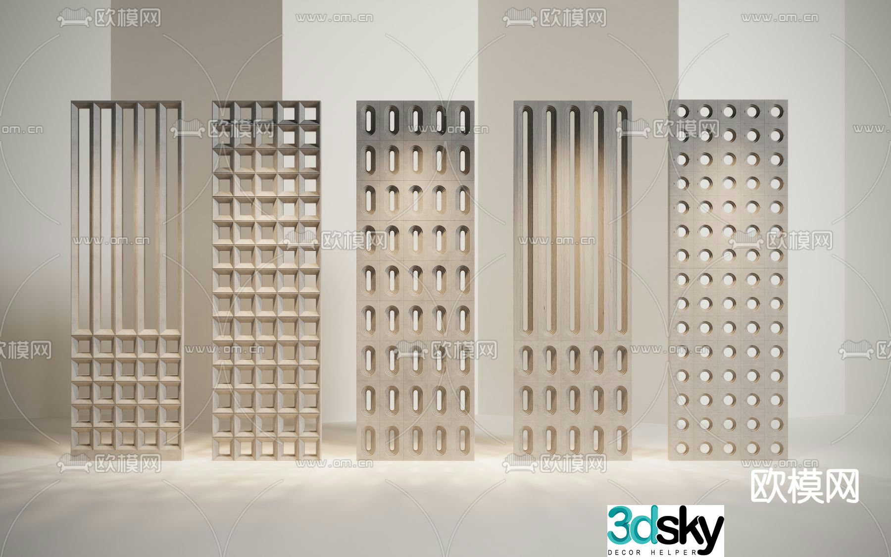 Cement brick partition hollow partition light-transmitting partition 3D model