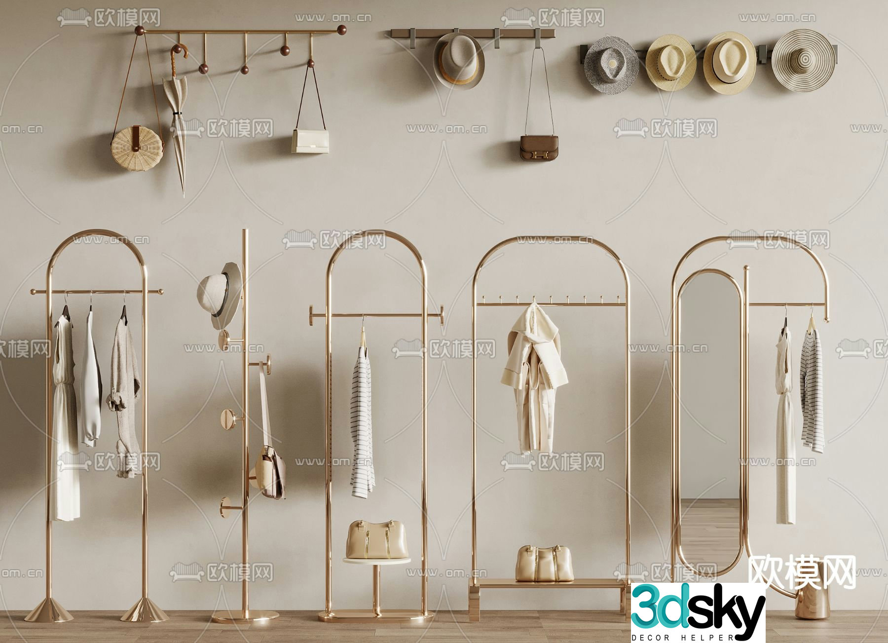 Clothes rack coat rack 3d model