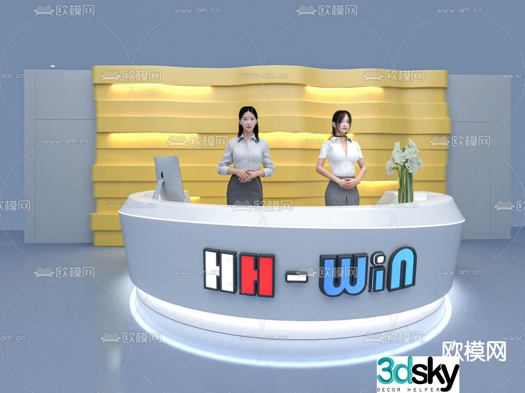 reception desk front desk 3d model