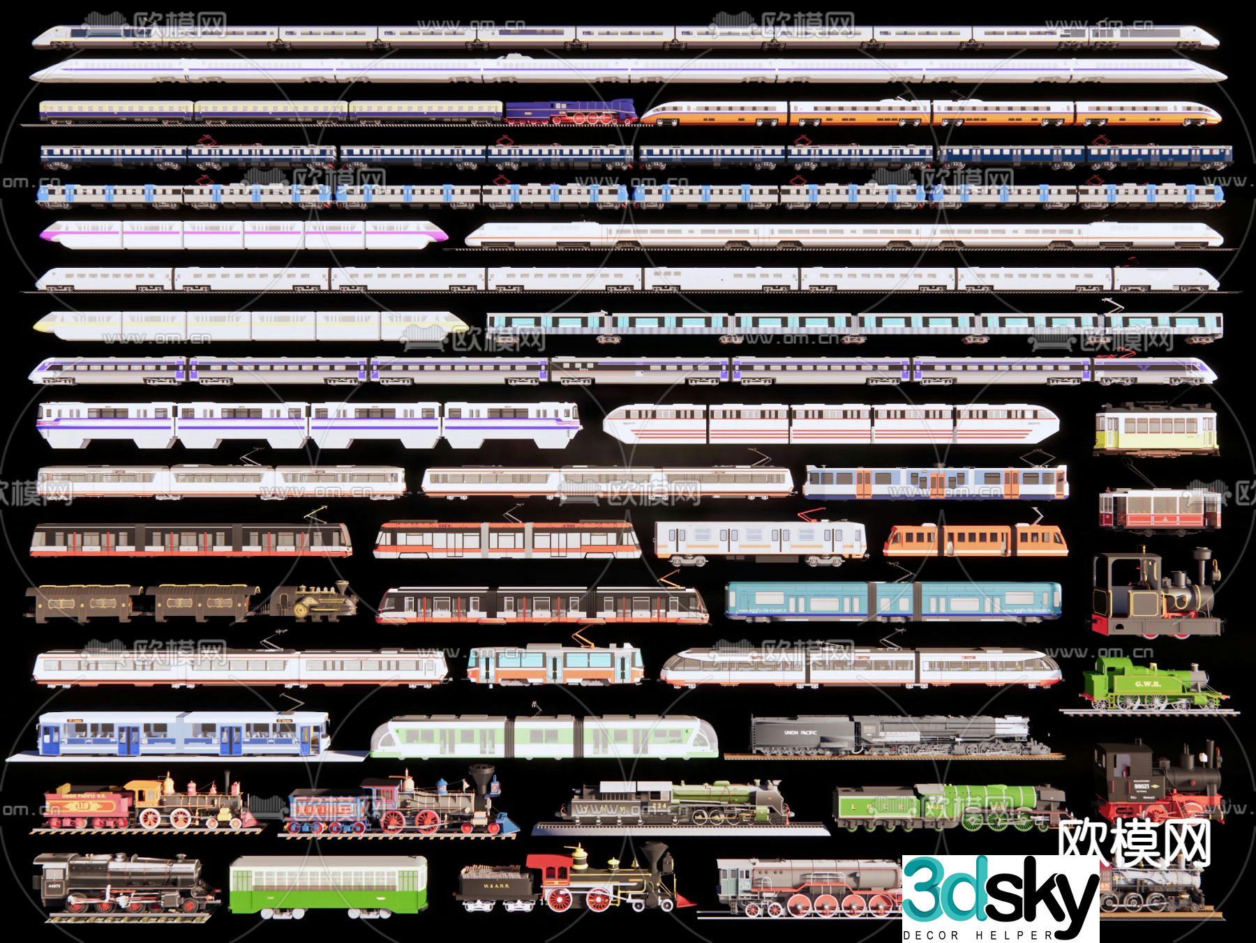 train high speed rail subway light rail car green train locomotive 3d model