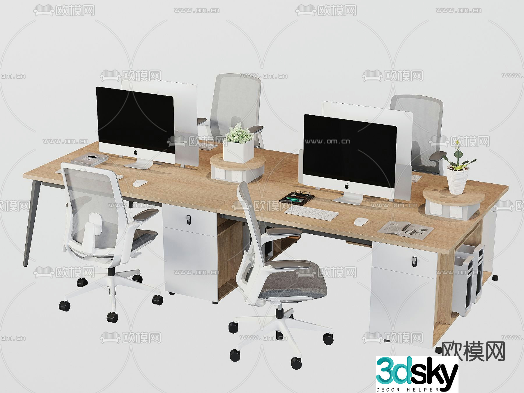 Company computer desks and chairs office desks and chairs 3d model