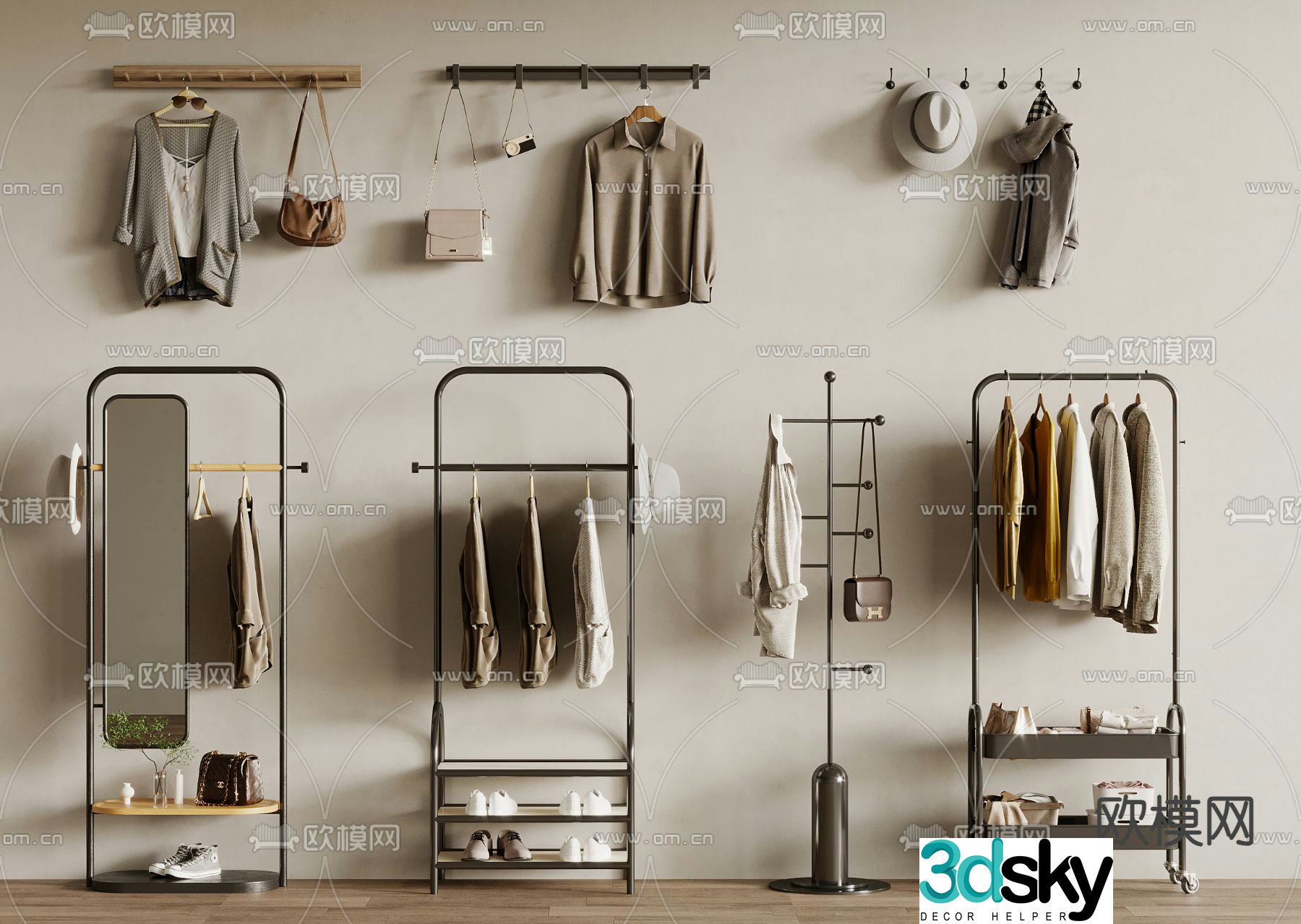 Clothes rack coat rack 3d model