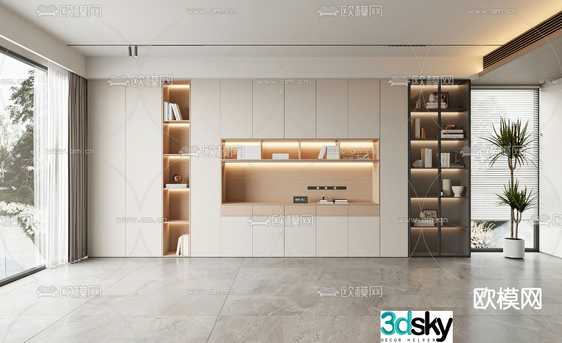 Modern bookcase storage cabinet storage cabinet 3d model