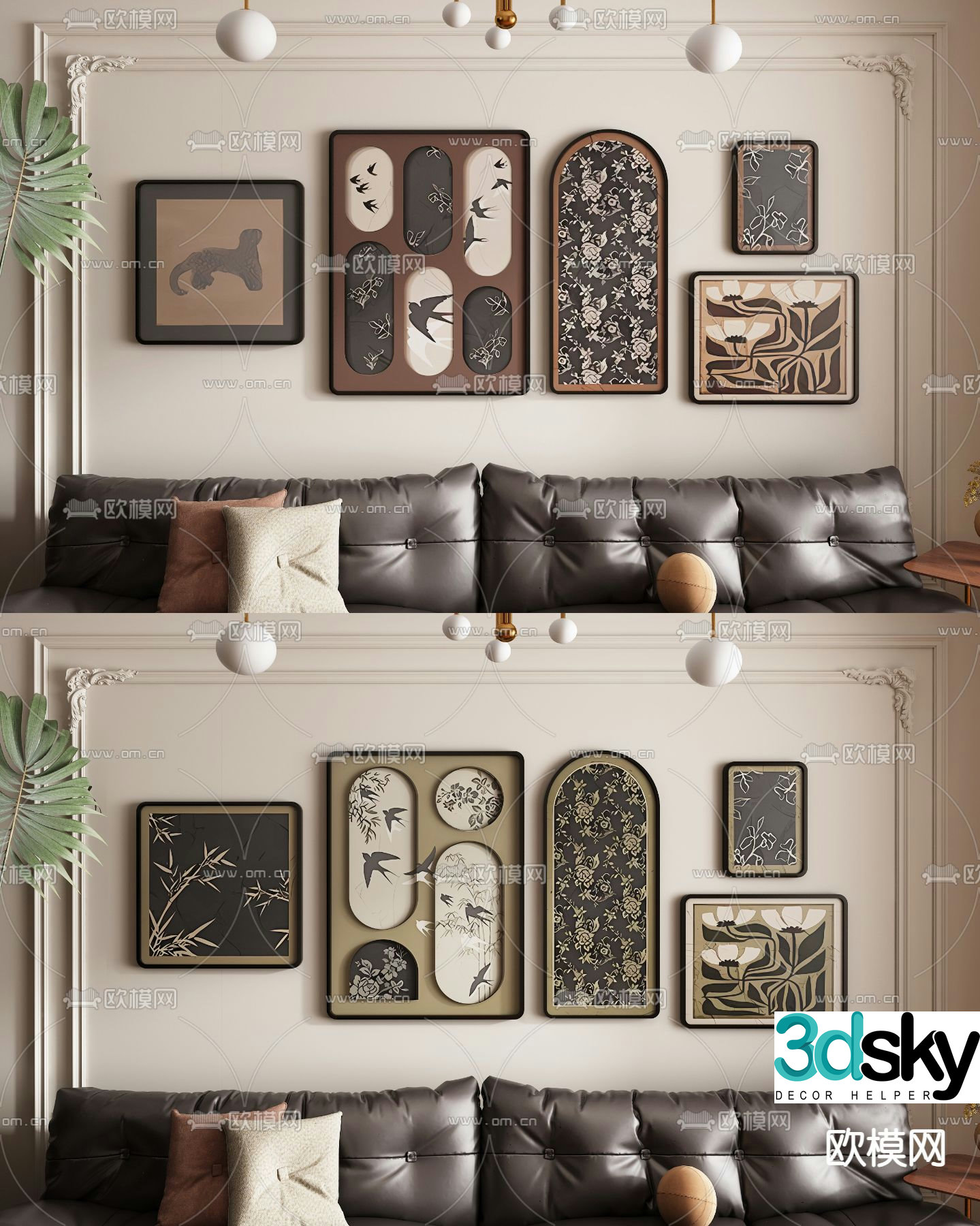 Middle-aged decorative paintings hanging paintings 3D model