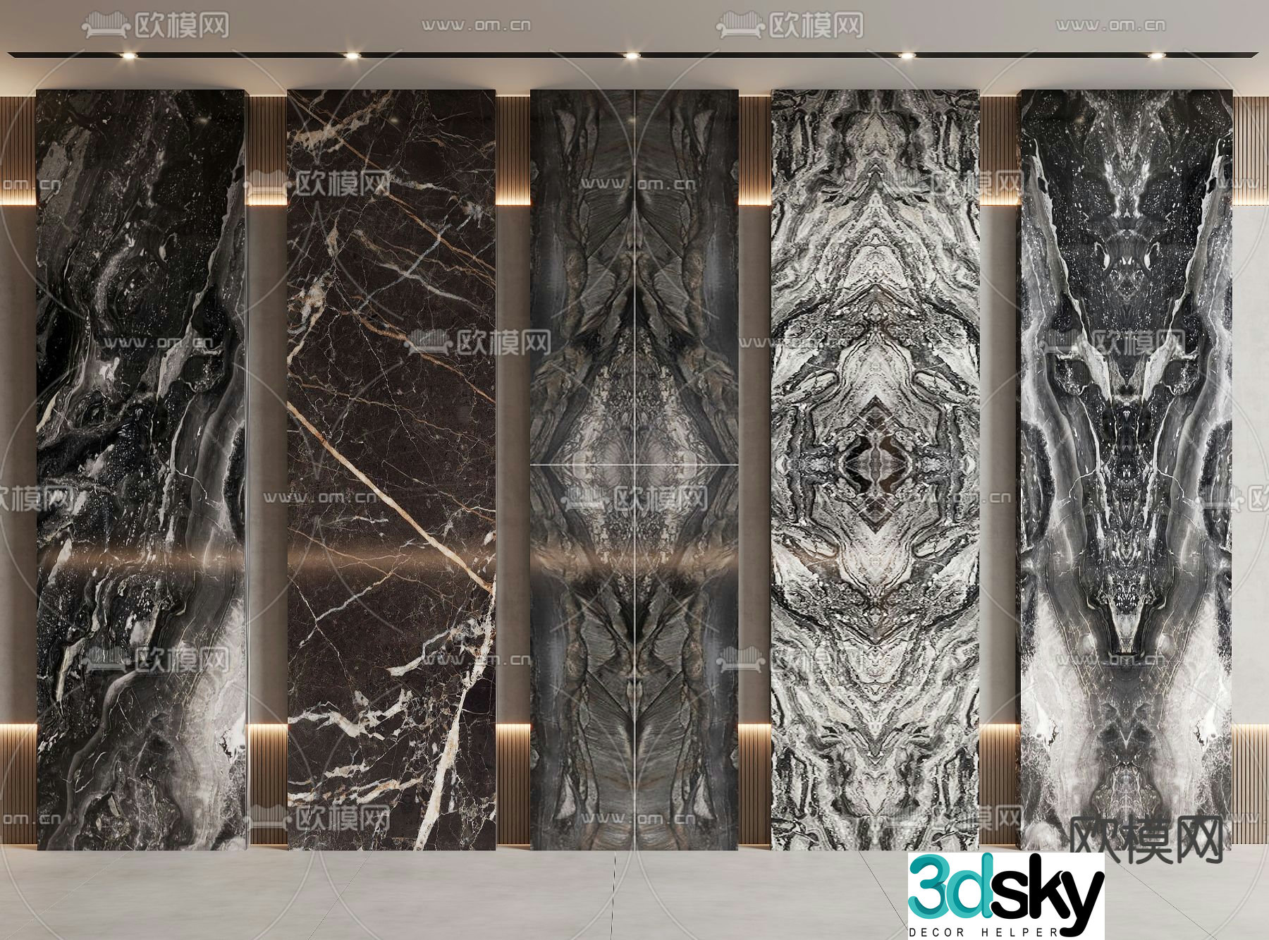 Marble wall panel stone veneer 3d model