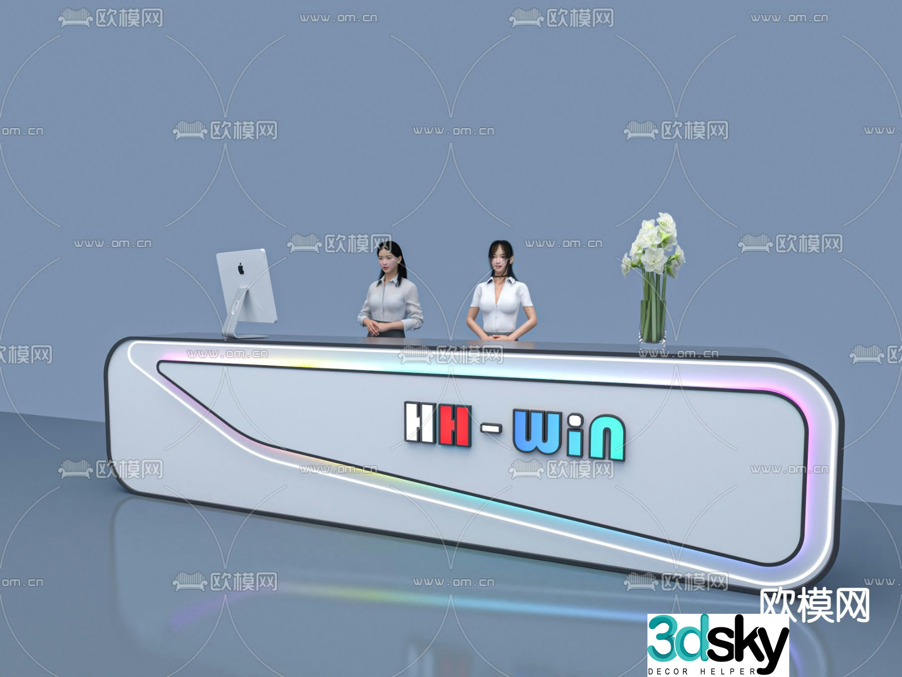 Modern reception desk front desk 3d model
