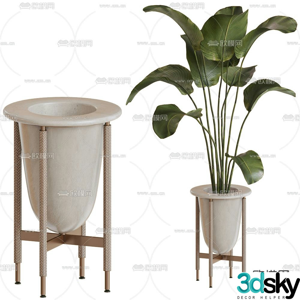 Modern green plant potted plant 3d model