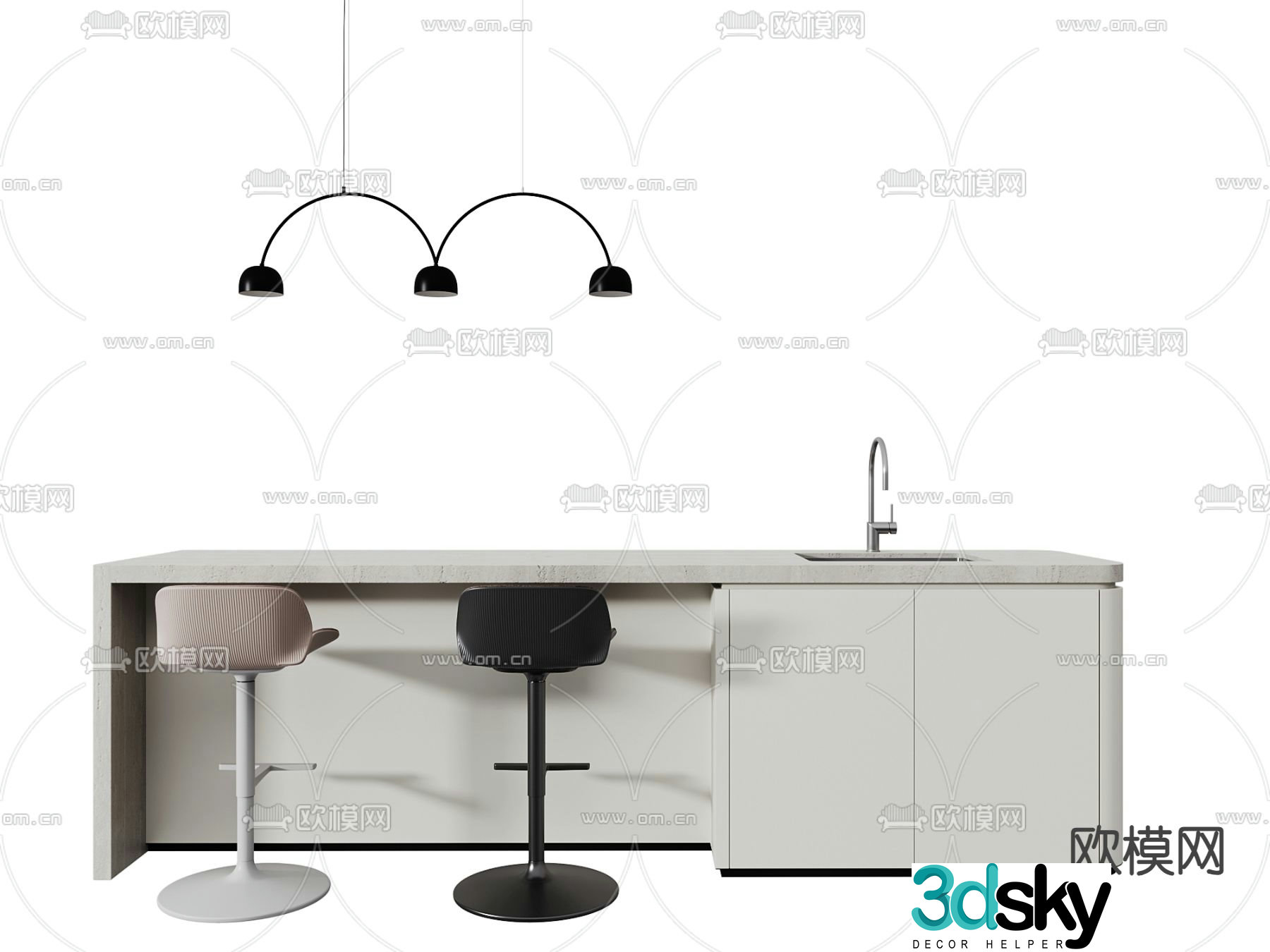 Modern bar dining bar water bar 3d model