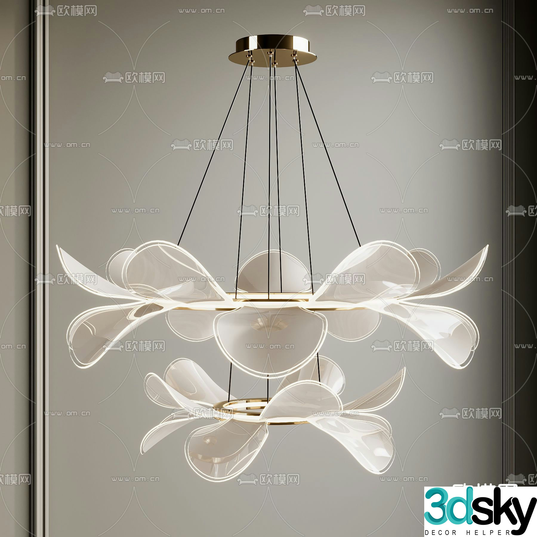 Modern chandelier multi-layer chandelier artistic chandelier 3d model