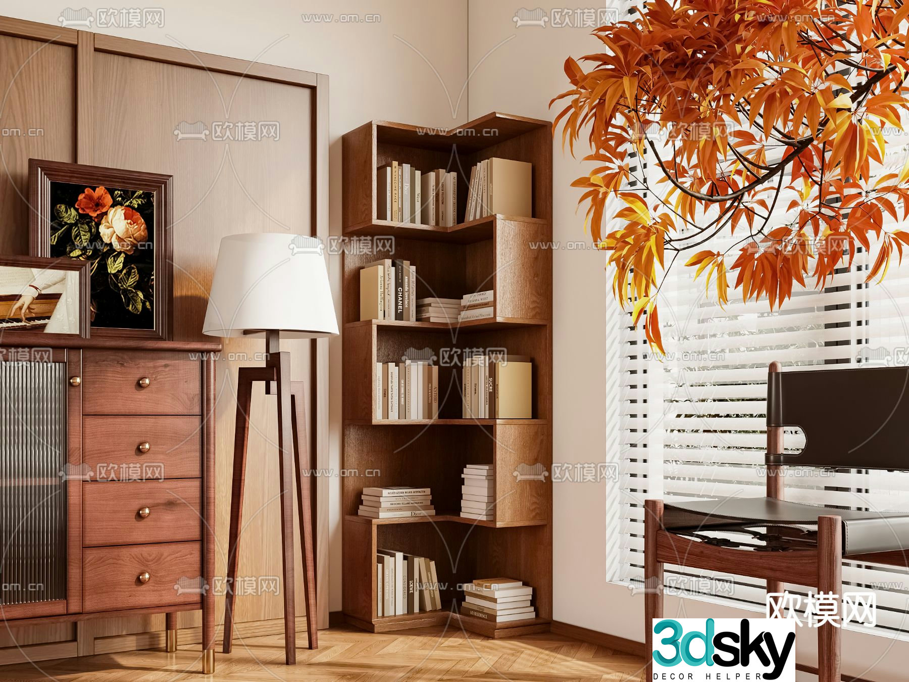 Medieval style corner cabinet corner cabinet bookshelf 3d model