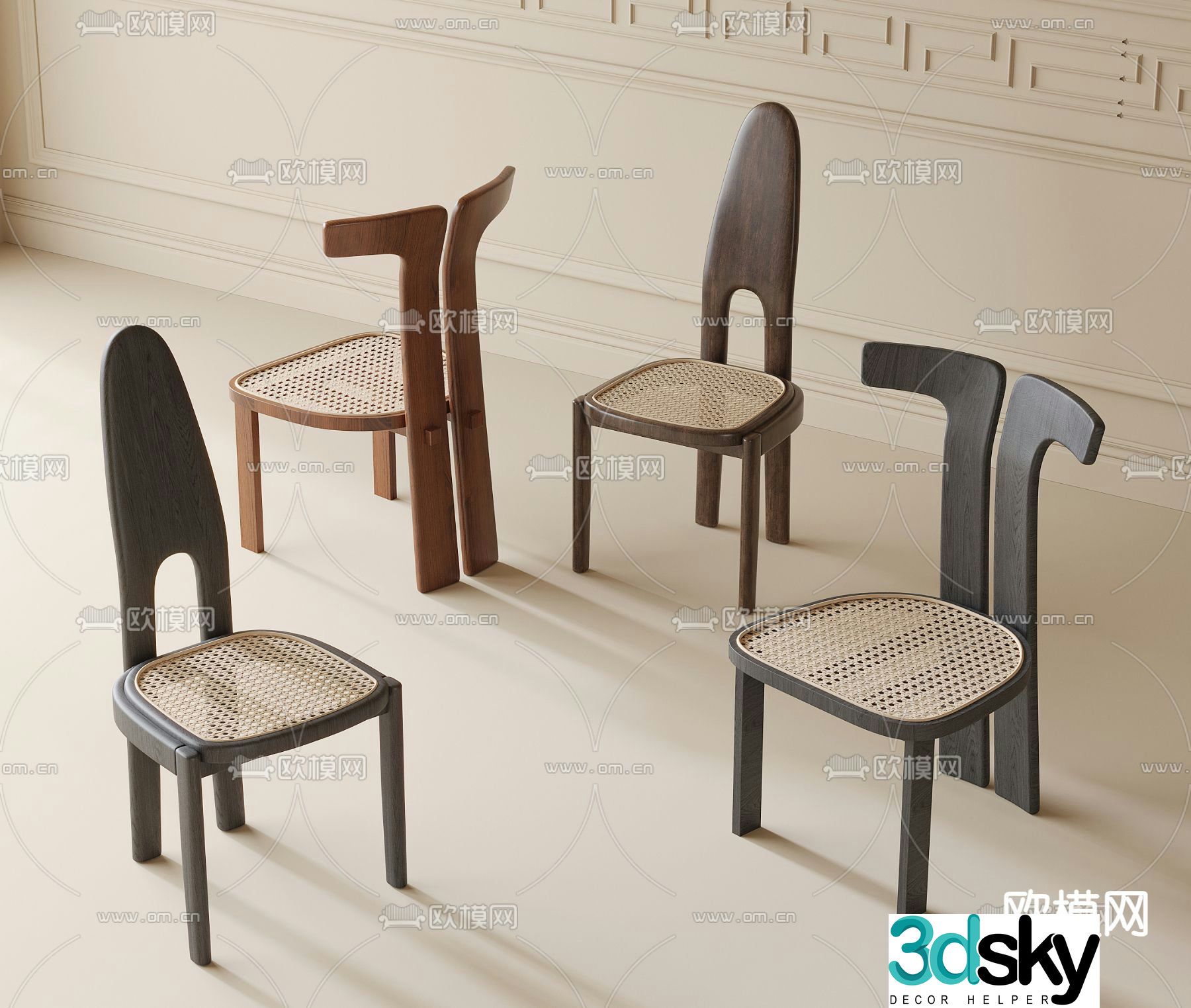 Medieval style dining chair single chair leisure chair 3d model