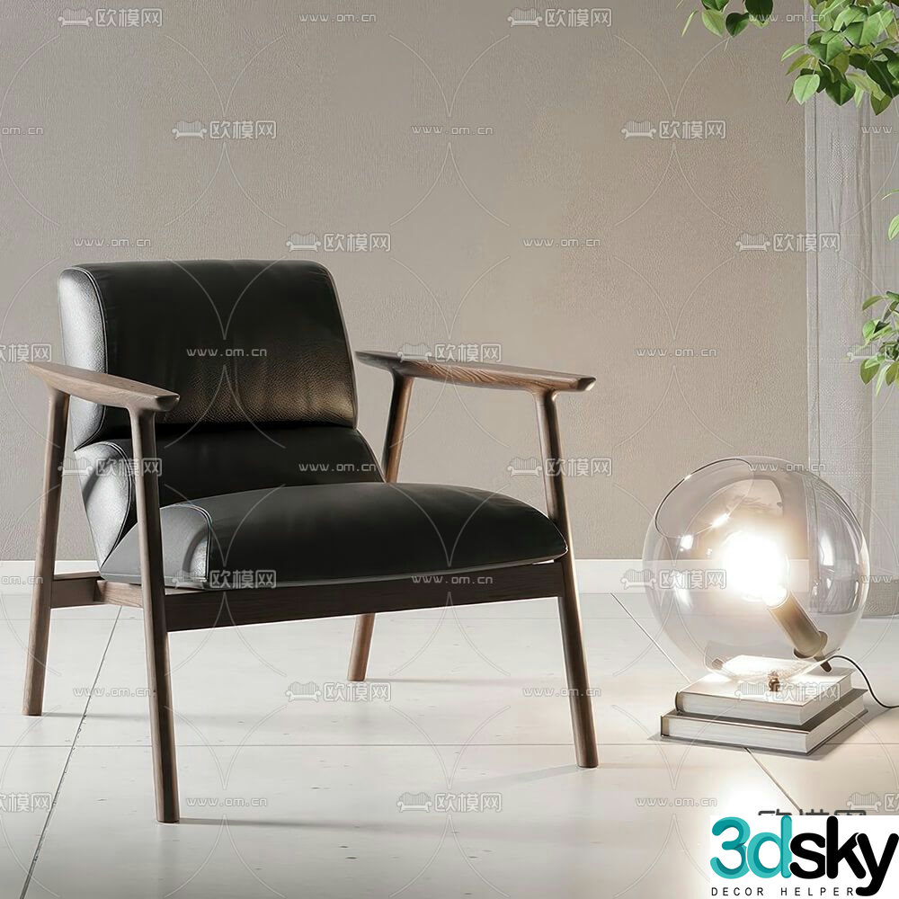 Nunc leather sofa chair lounge chair armchair 3d model