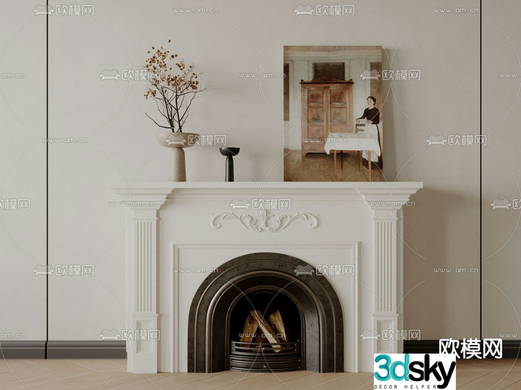 French fireplace stove 3d model