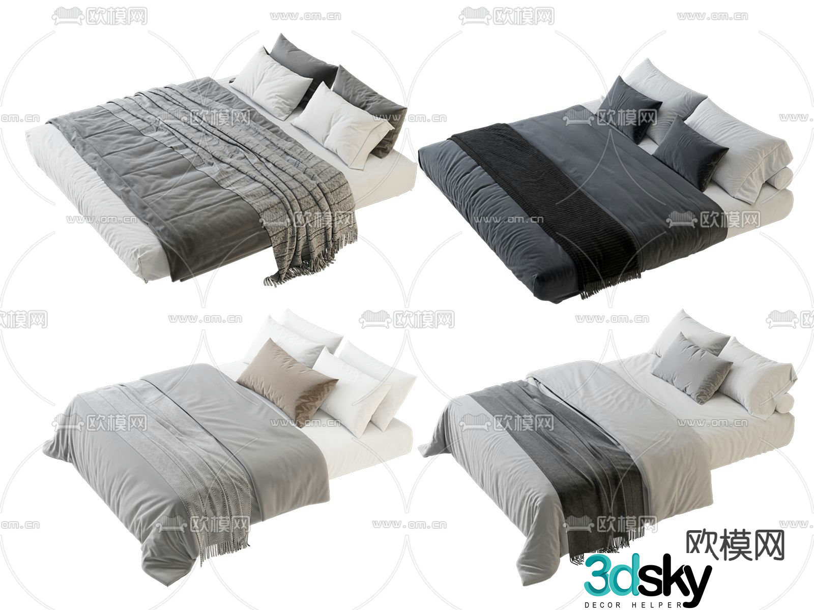 Nordic double bed 3d model