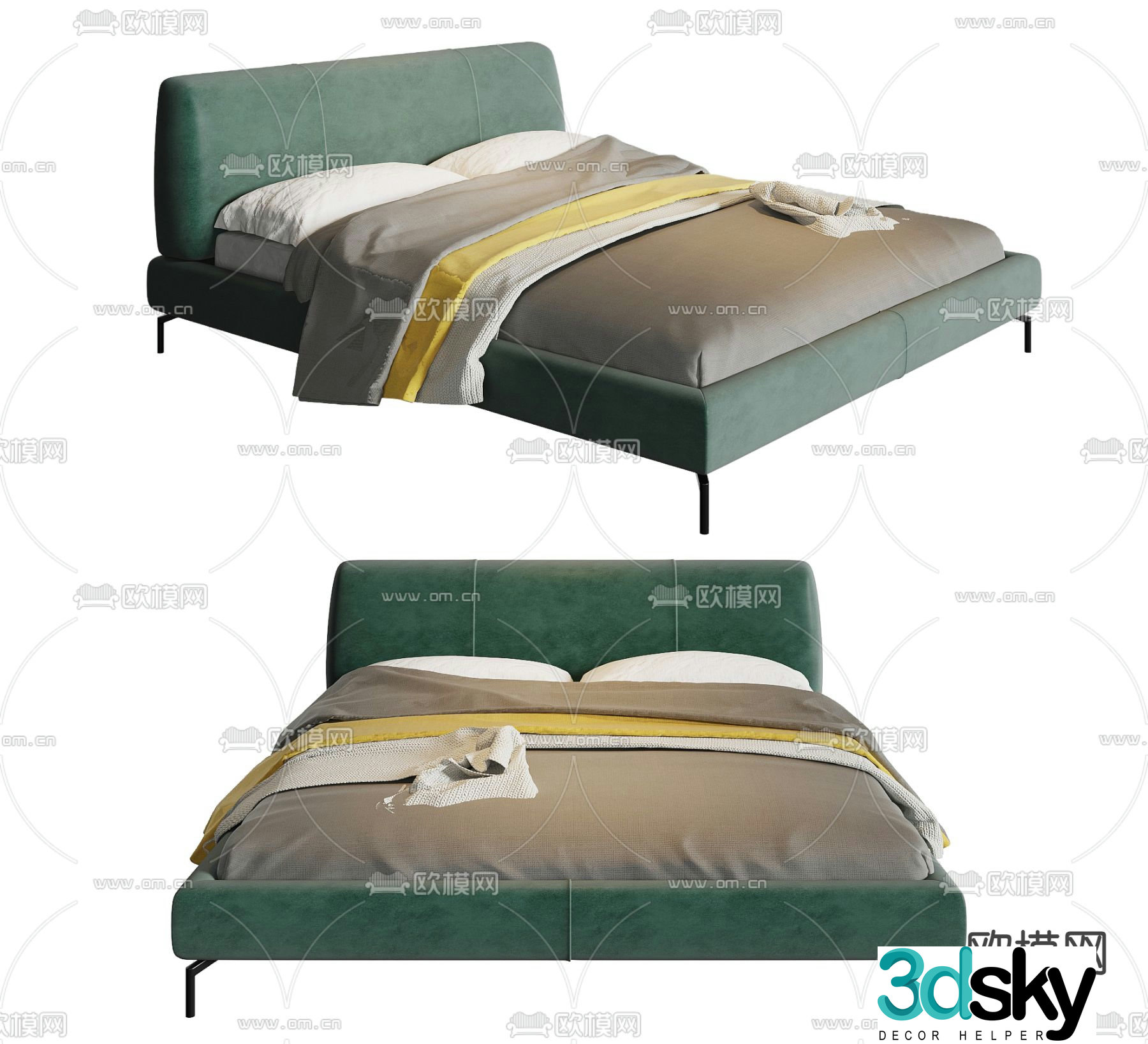 Modern double bed 3d model