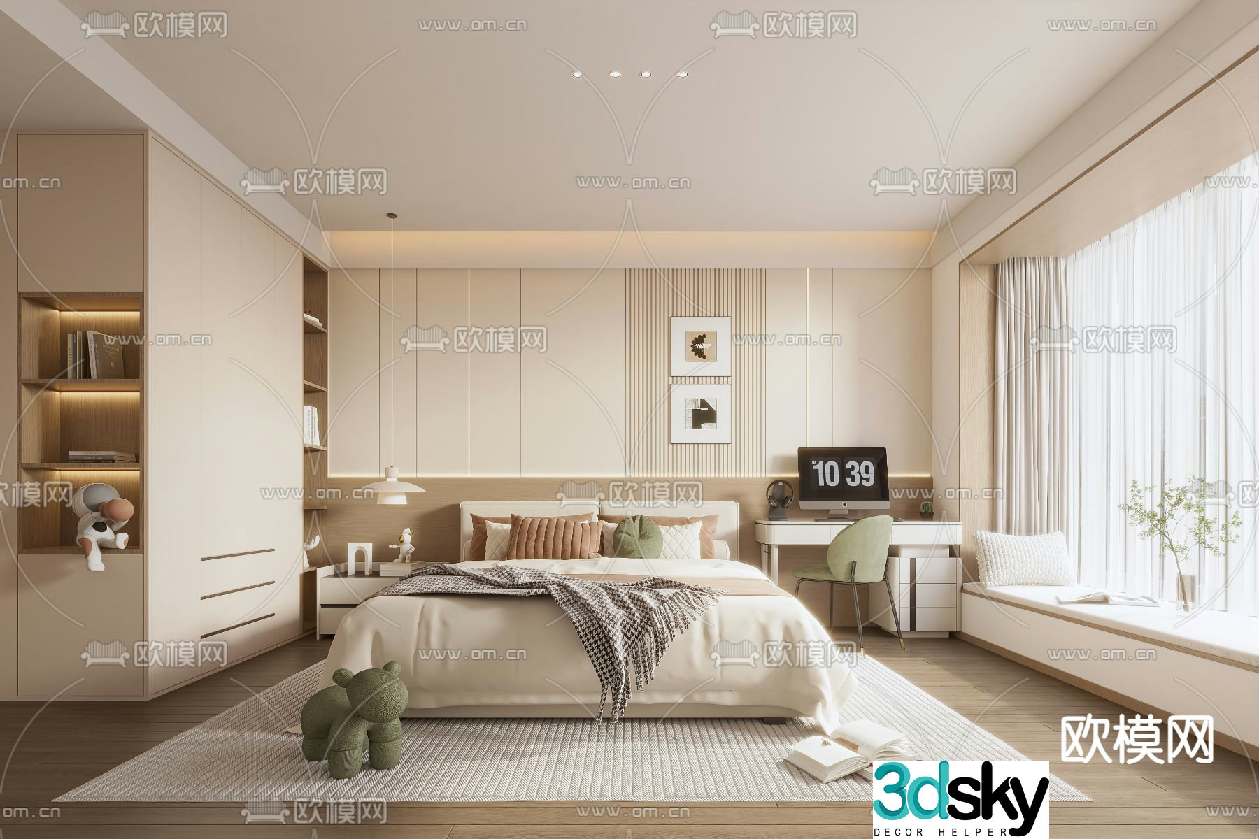 Creamy Bedroom Master Bedroom D Model