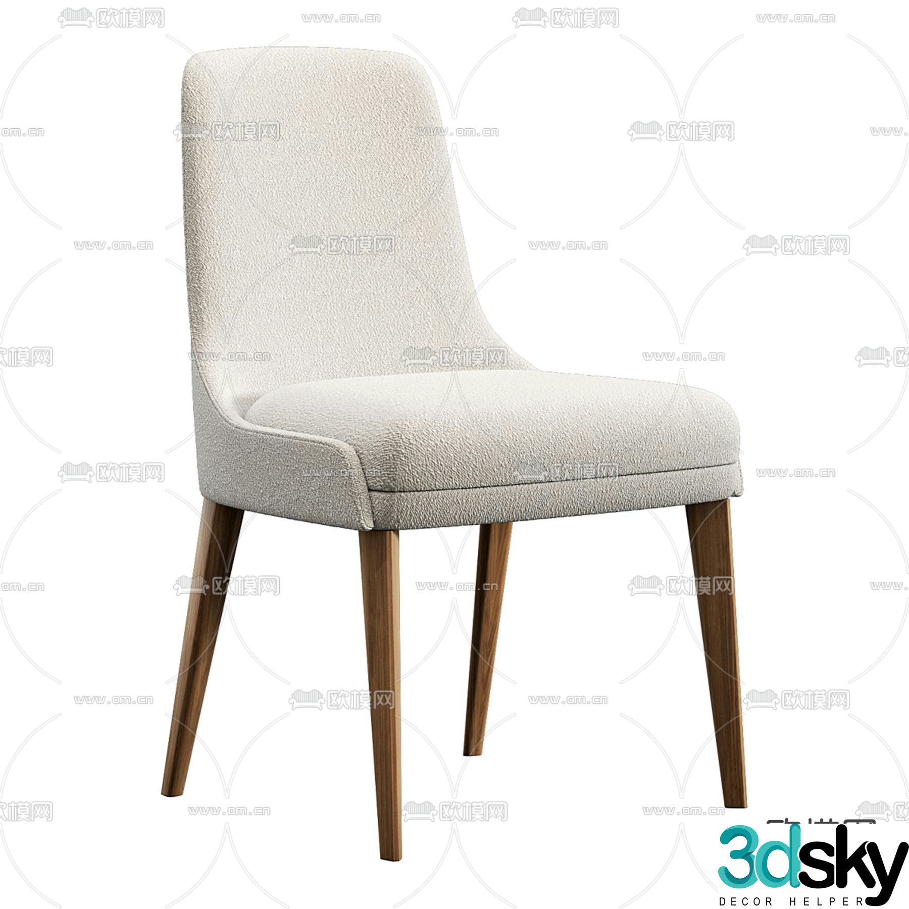 rochebobois modern fabric single chair dining chair 3d model
