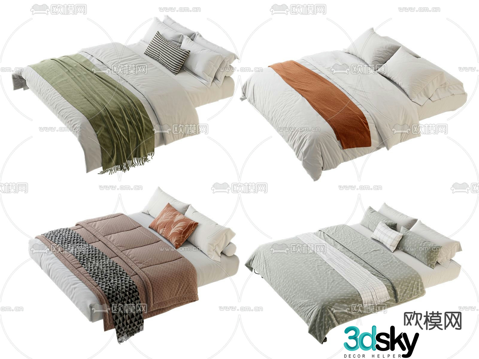 Nordic double bed 3d model