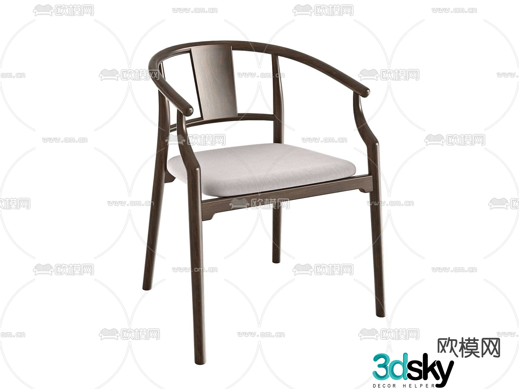 New Chinese style single chair sofa chair dining chair 3d model