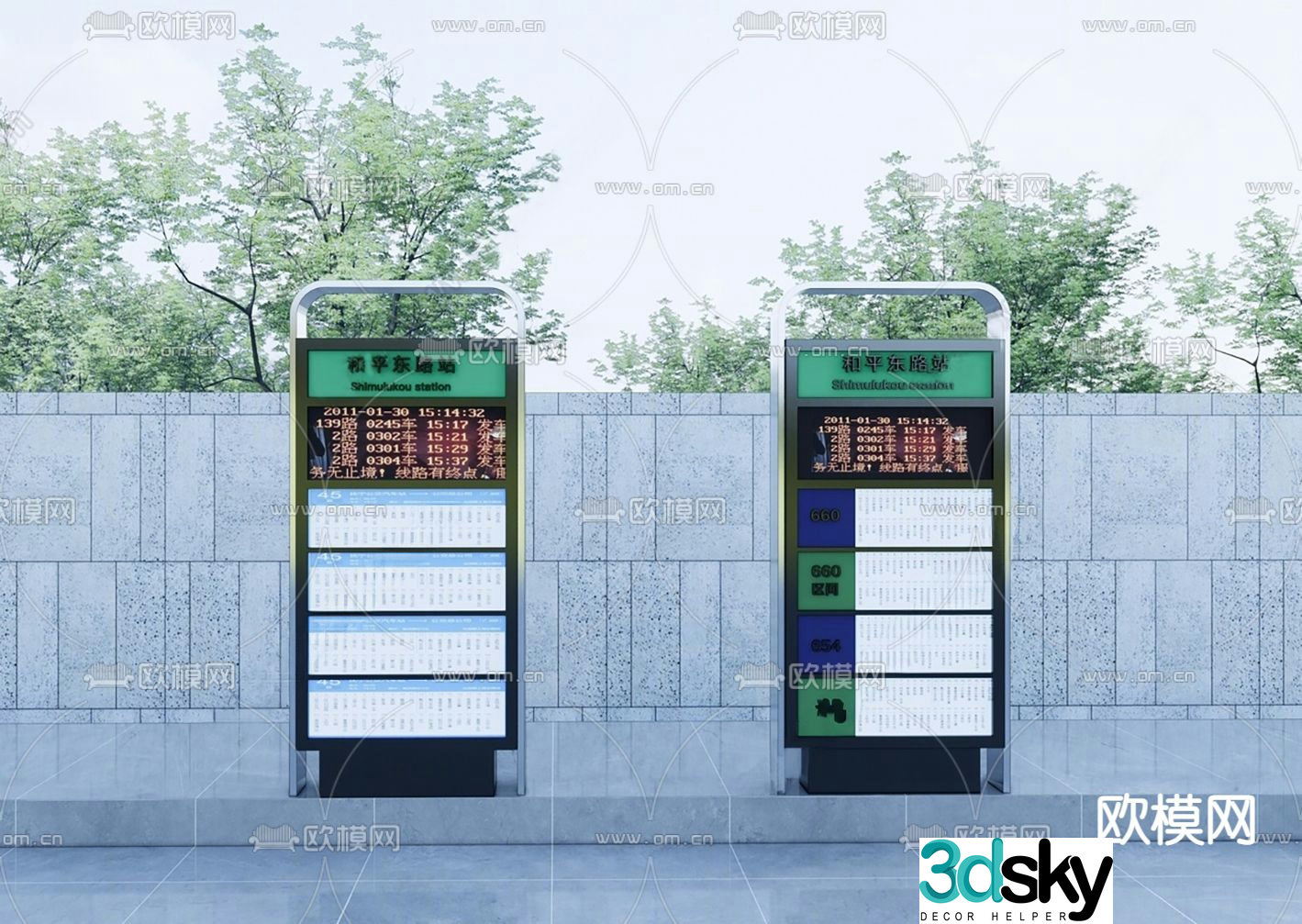Bus stop sign 3d model