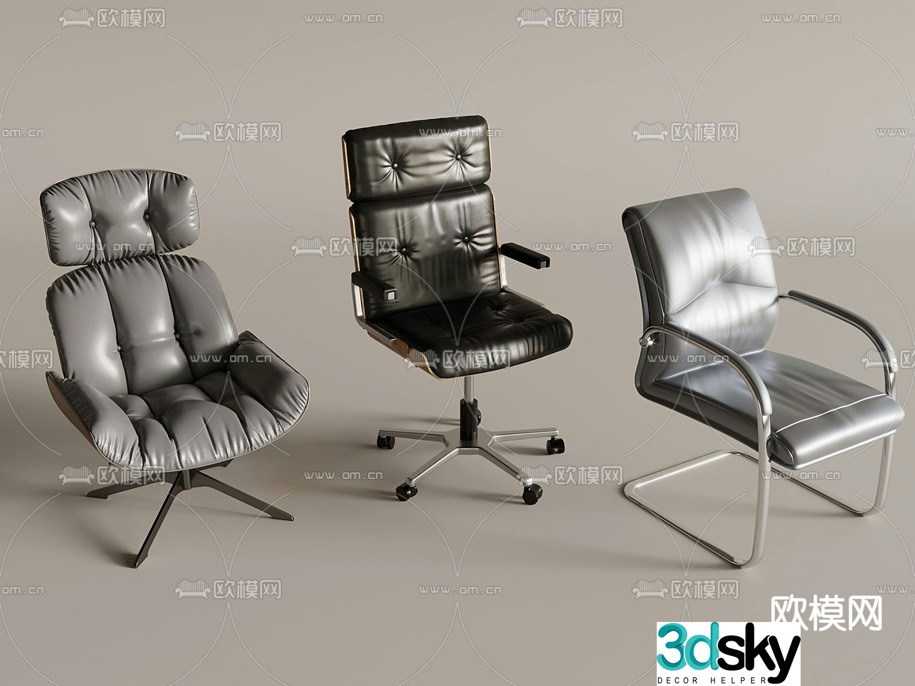 Modern office chair leisure chair boss chair armchair computer chair 3d model