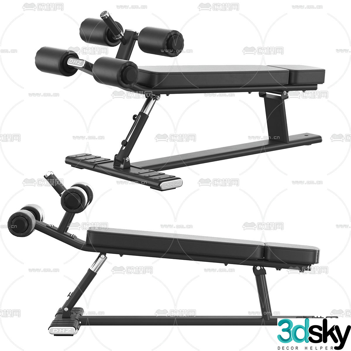 Fitness equipment dumbbell chair 3d model