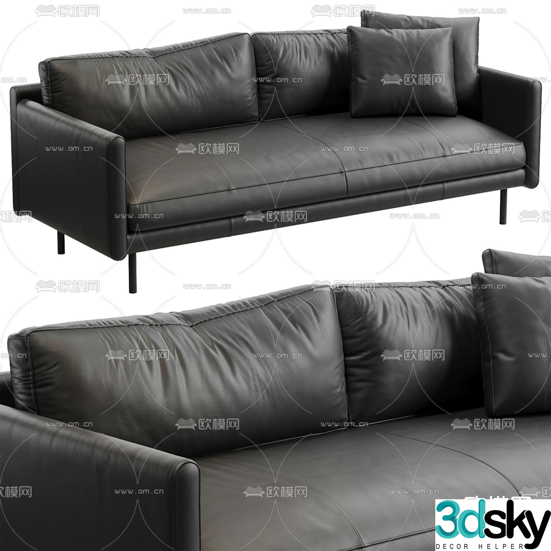 Normann leather sofa multi-seat sofa 3d model