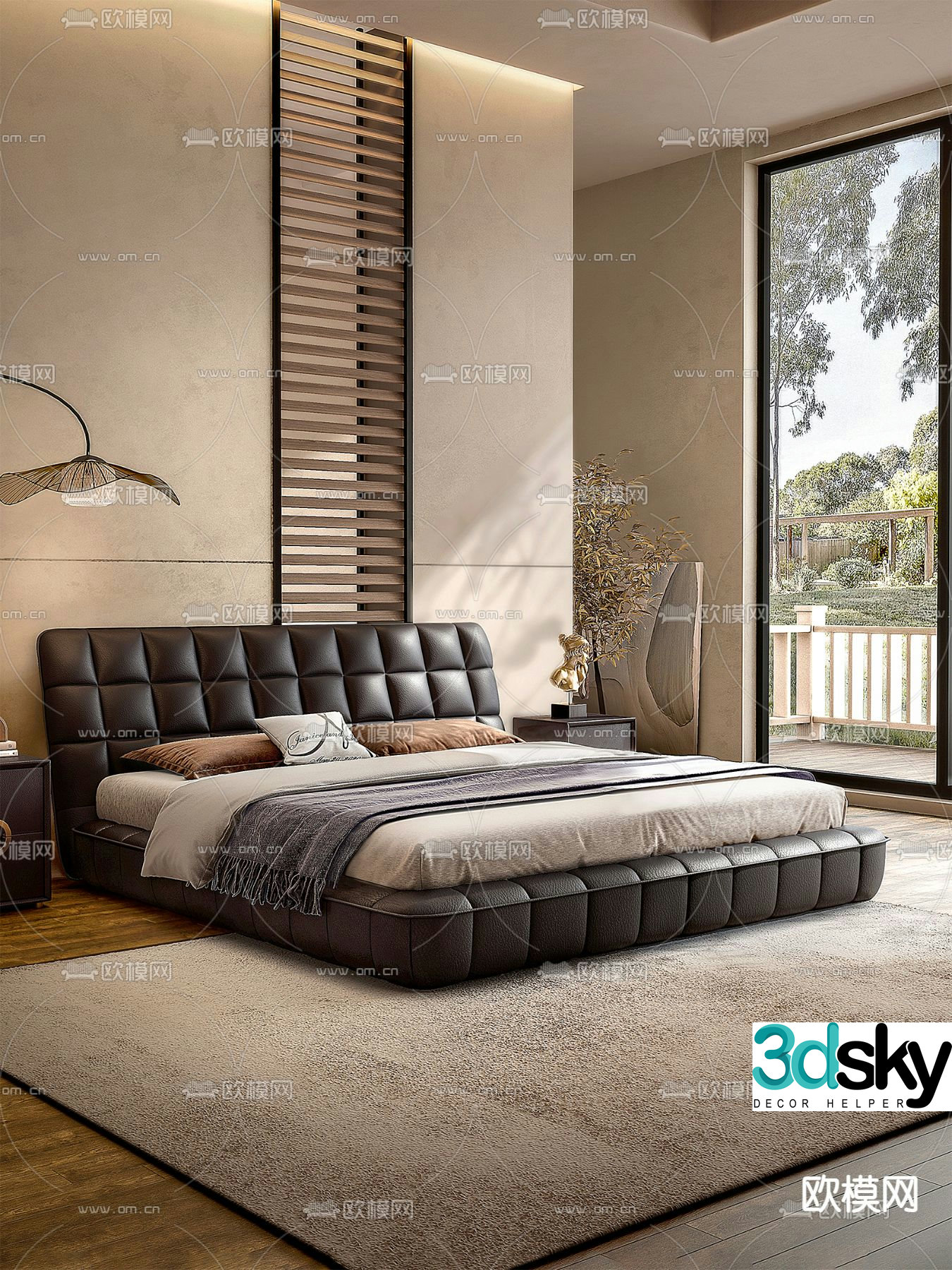 Wabi-sabi double bed 3d model