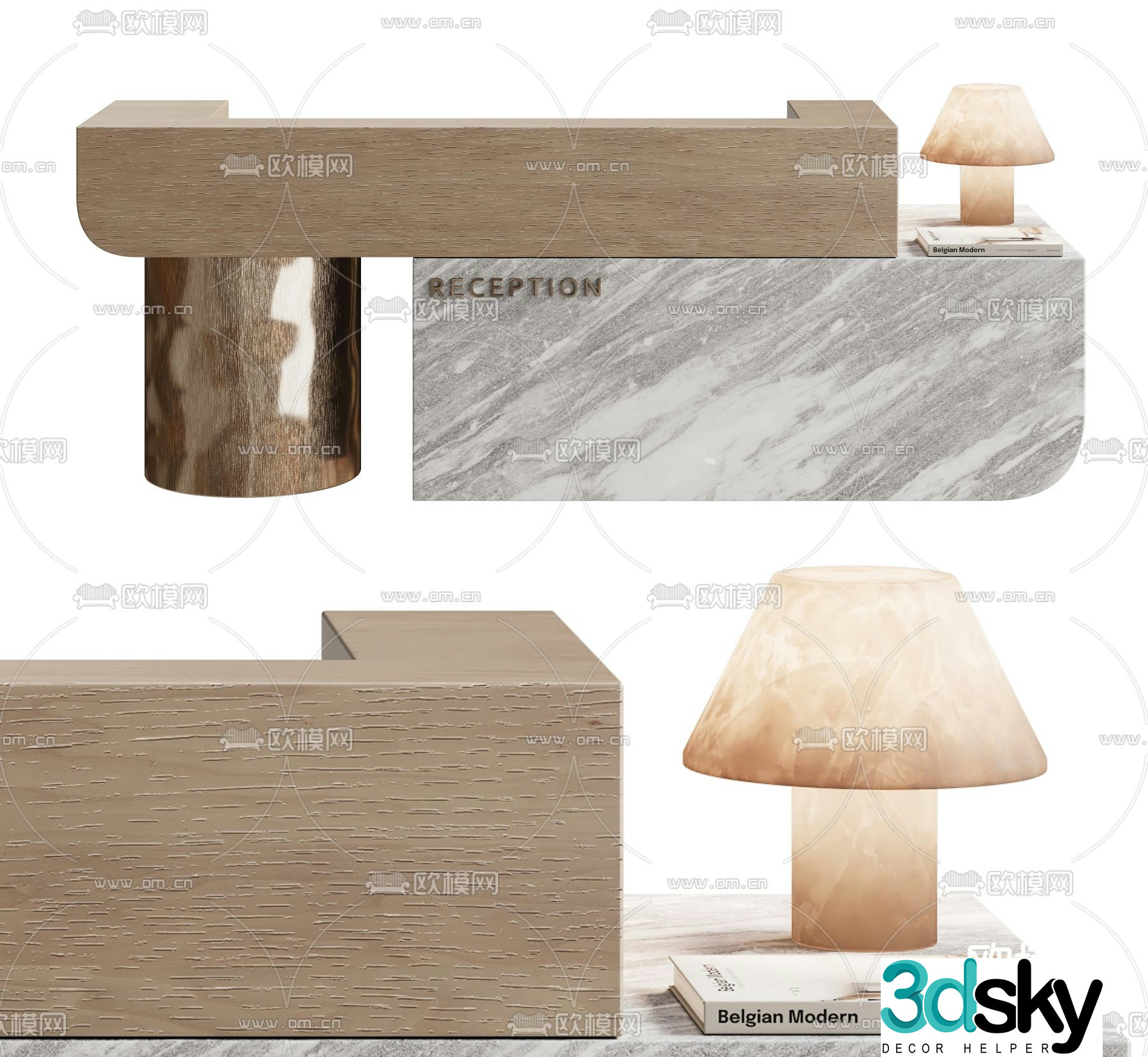 Modern reception desk front desk 3d model