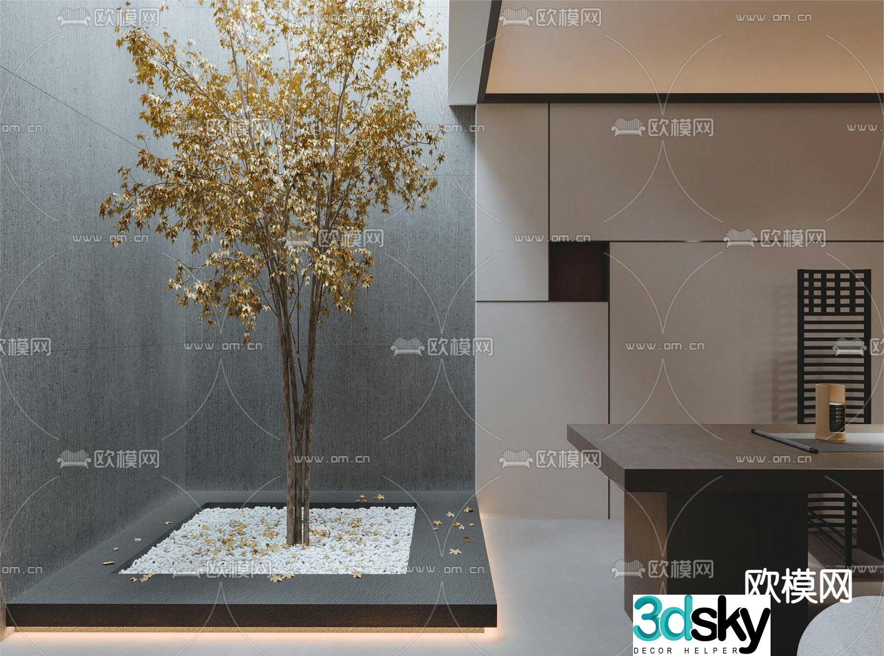 Indoor landscape landscaping teahouse landscape 3d model