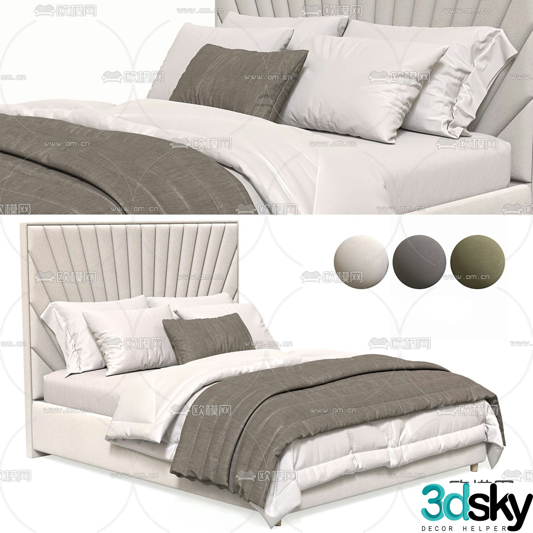 Modern double bed 3d model