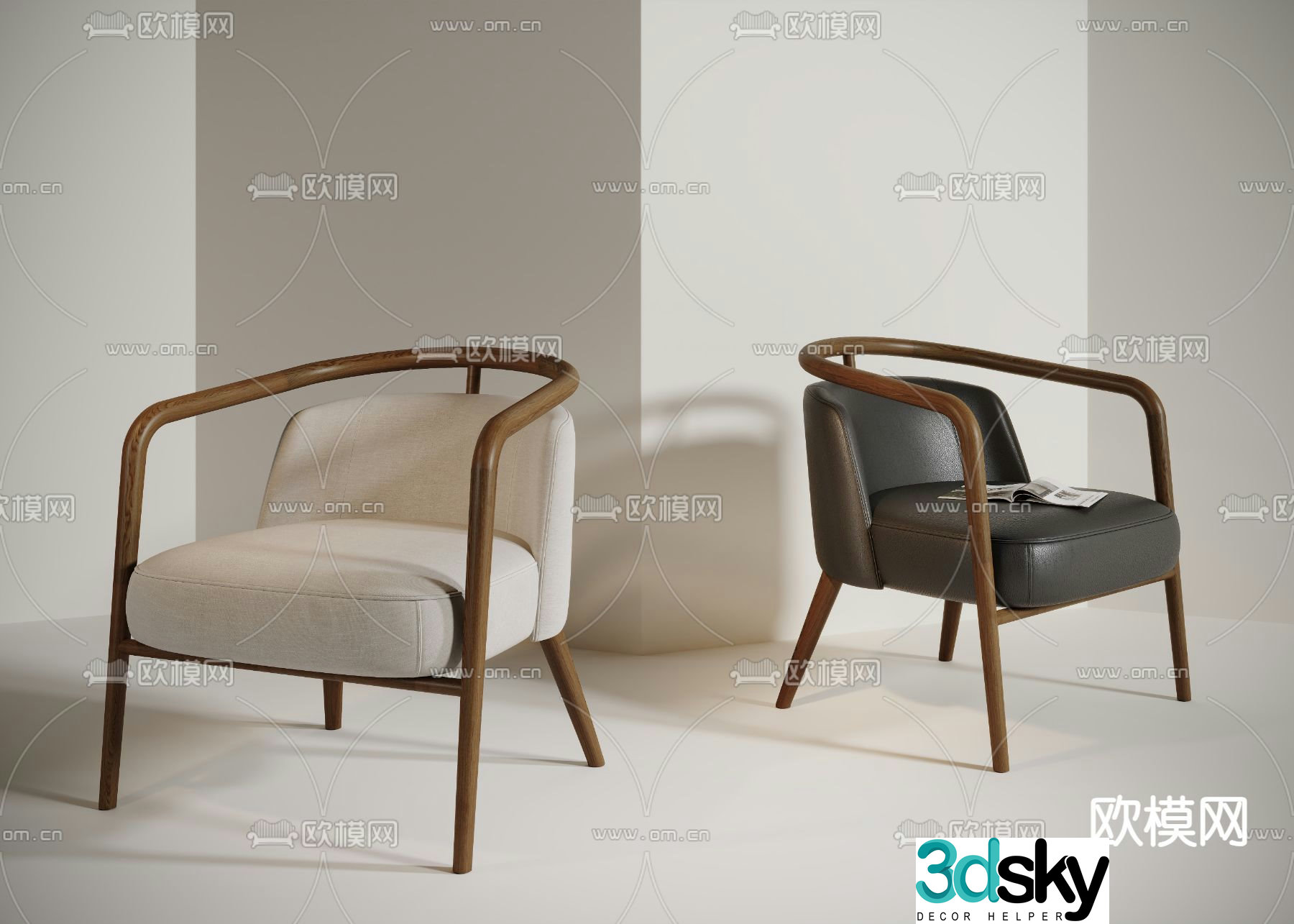 Wabi-sabi chair leisure chair 3d model
