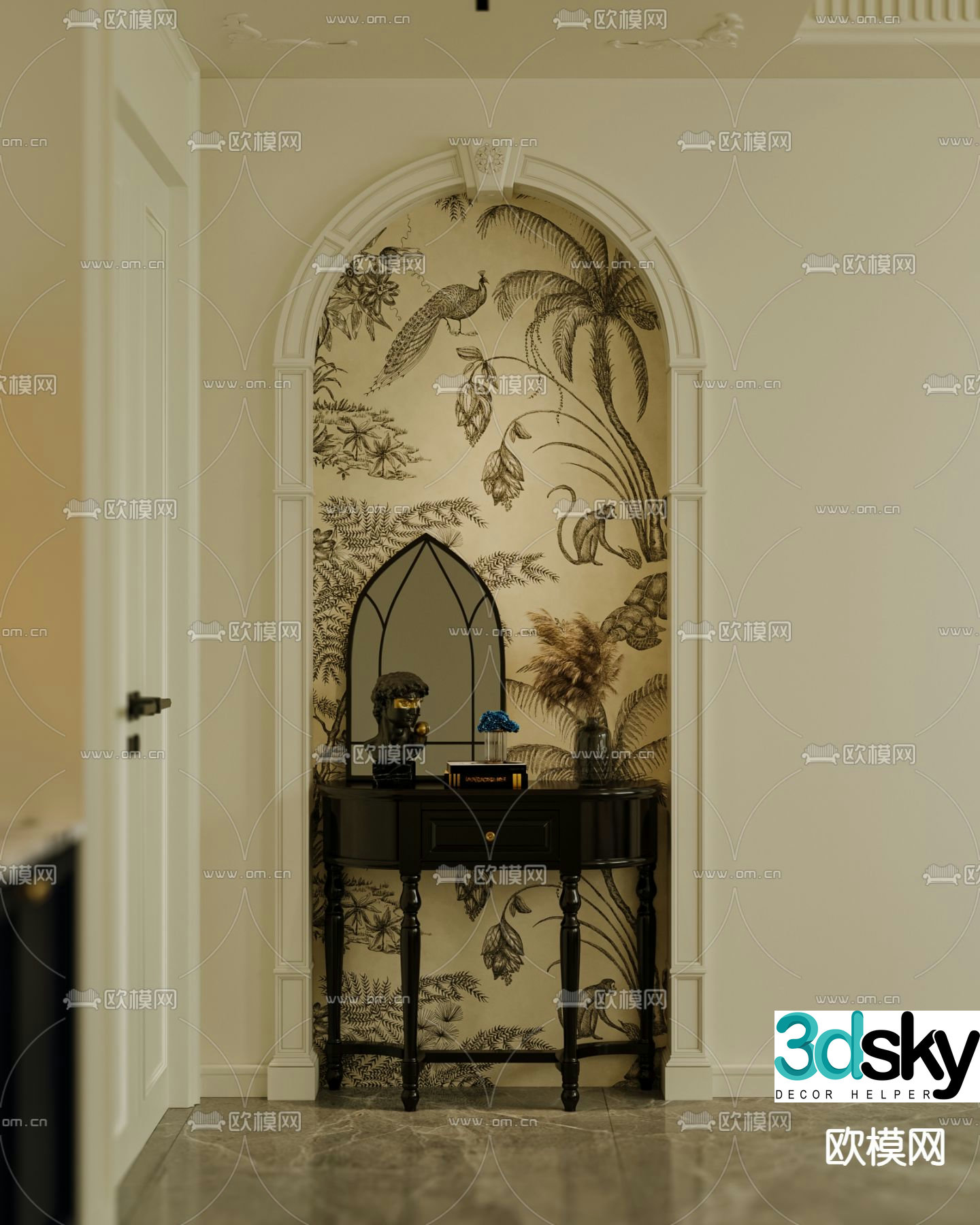 French style end view table 3D model