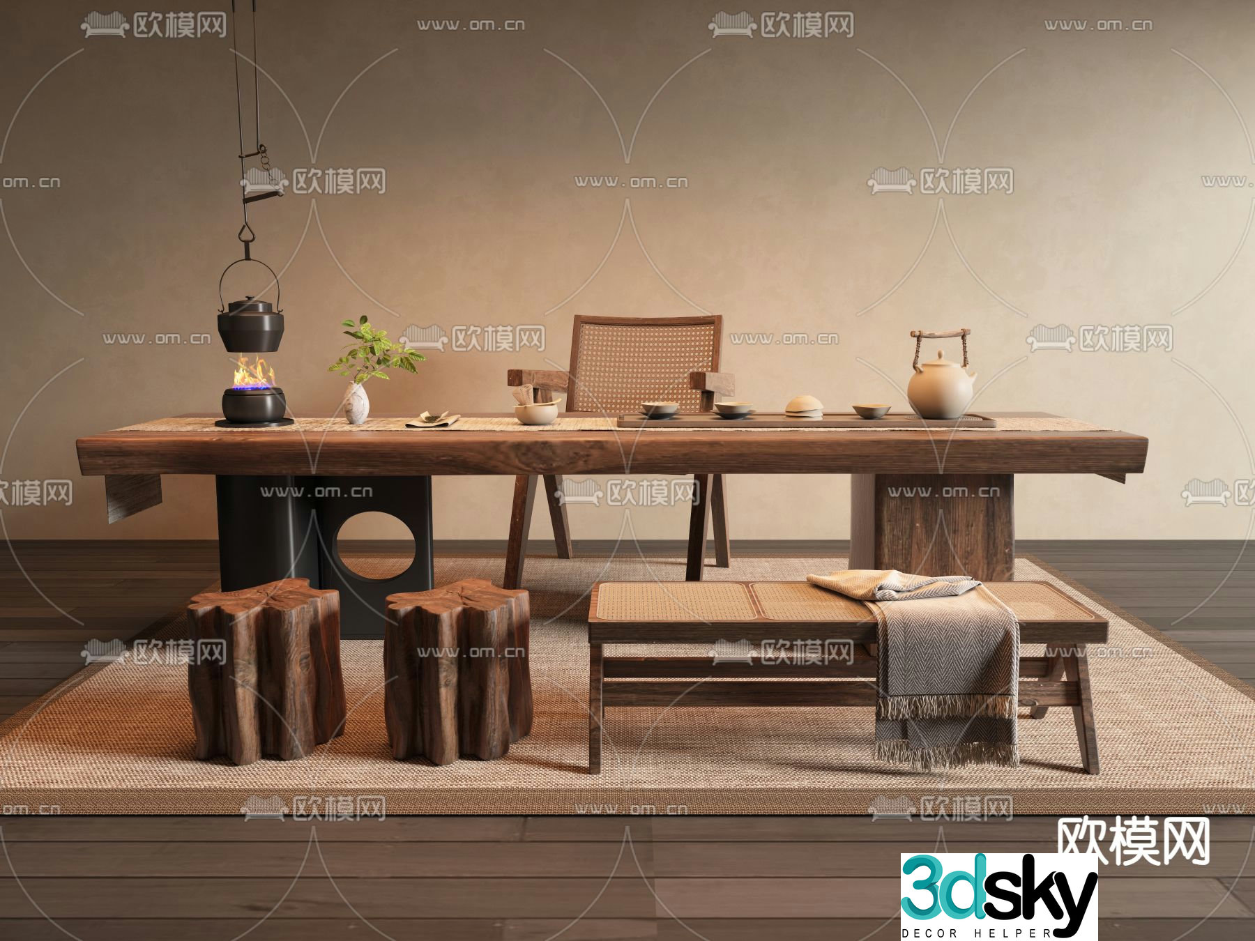 Wabi-sabi tea table tea table 3d model
