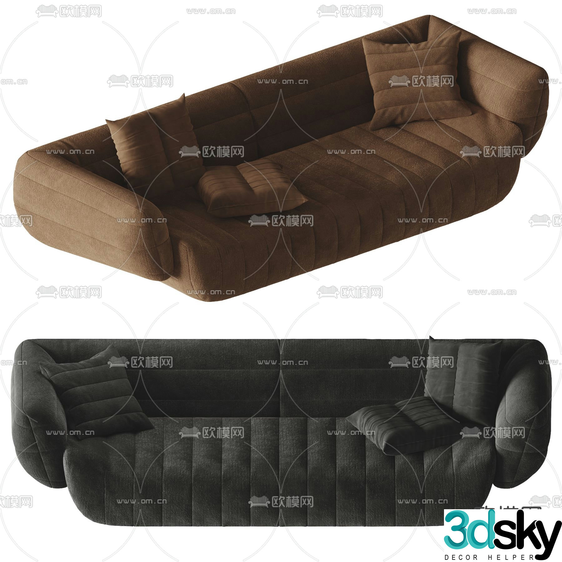 Minotti modern three seater sofa 3d model