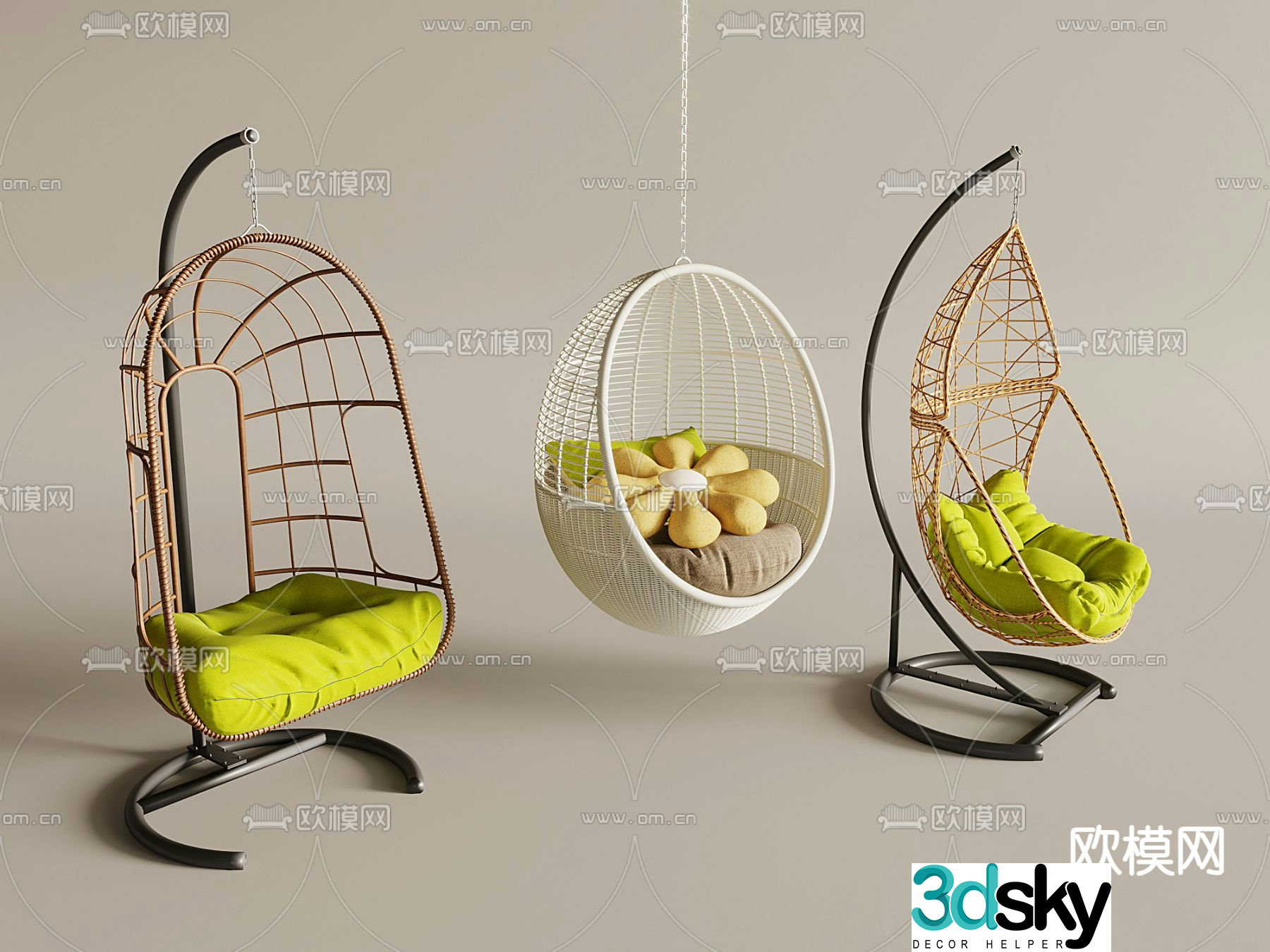 ins bird’s nest hanging chair internet celebrity hanging basket lazy cradle chair rattan rocking chair 3d model