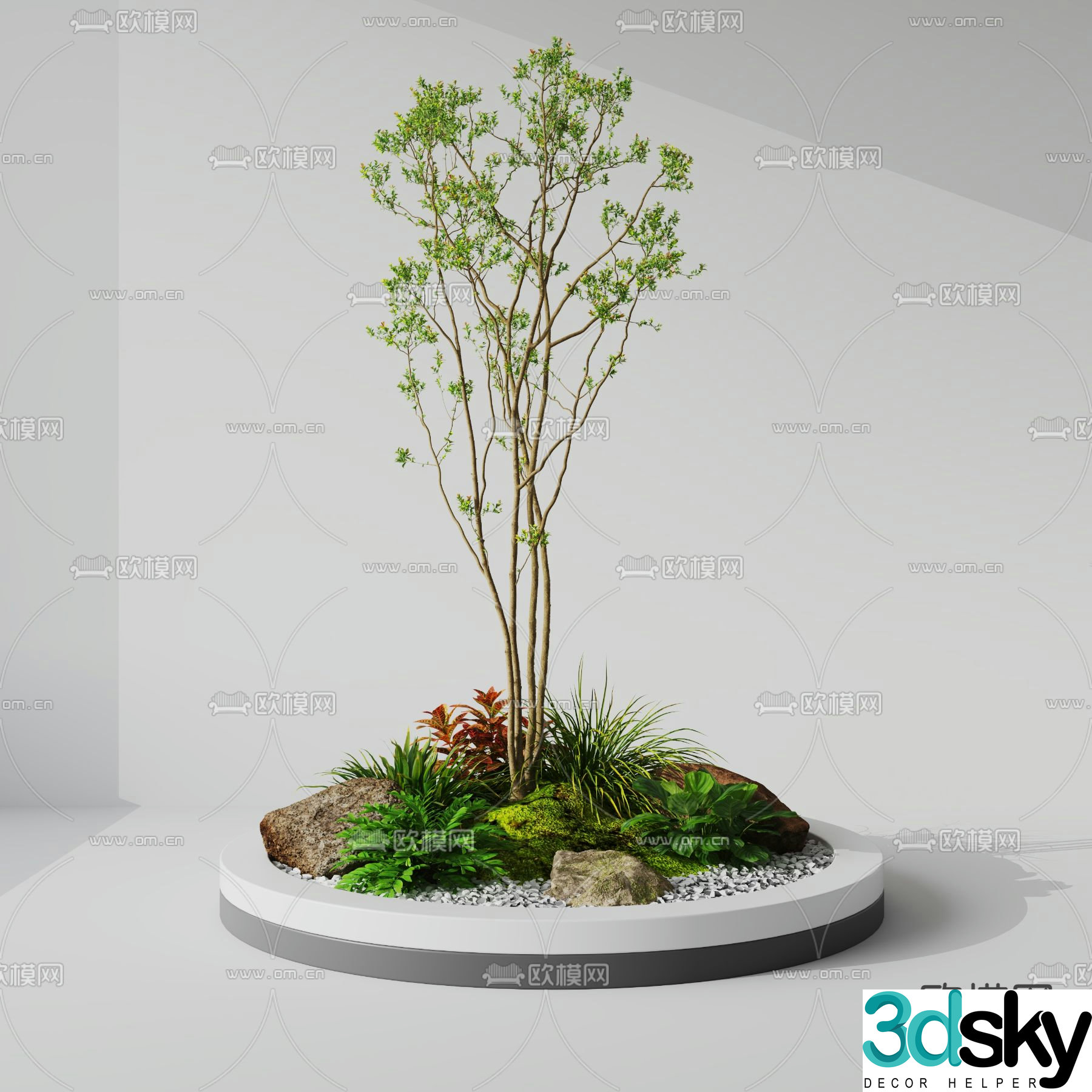 Landscape sketch landscape tree garden tree tree pool 3D model