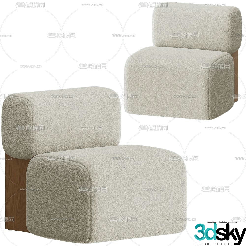 Carel Woodworks Single Sofa 3d model