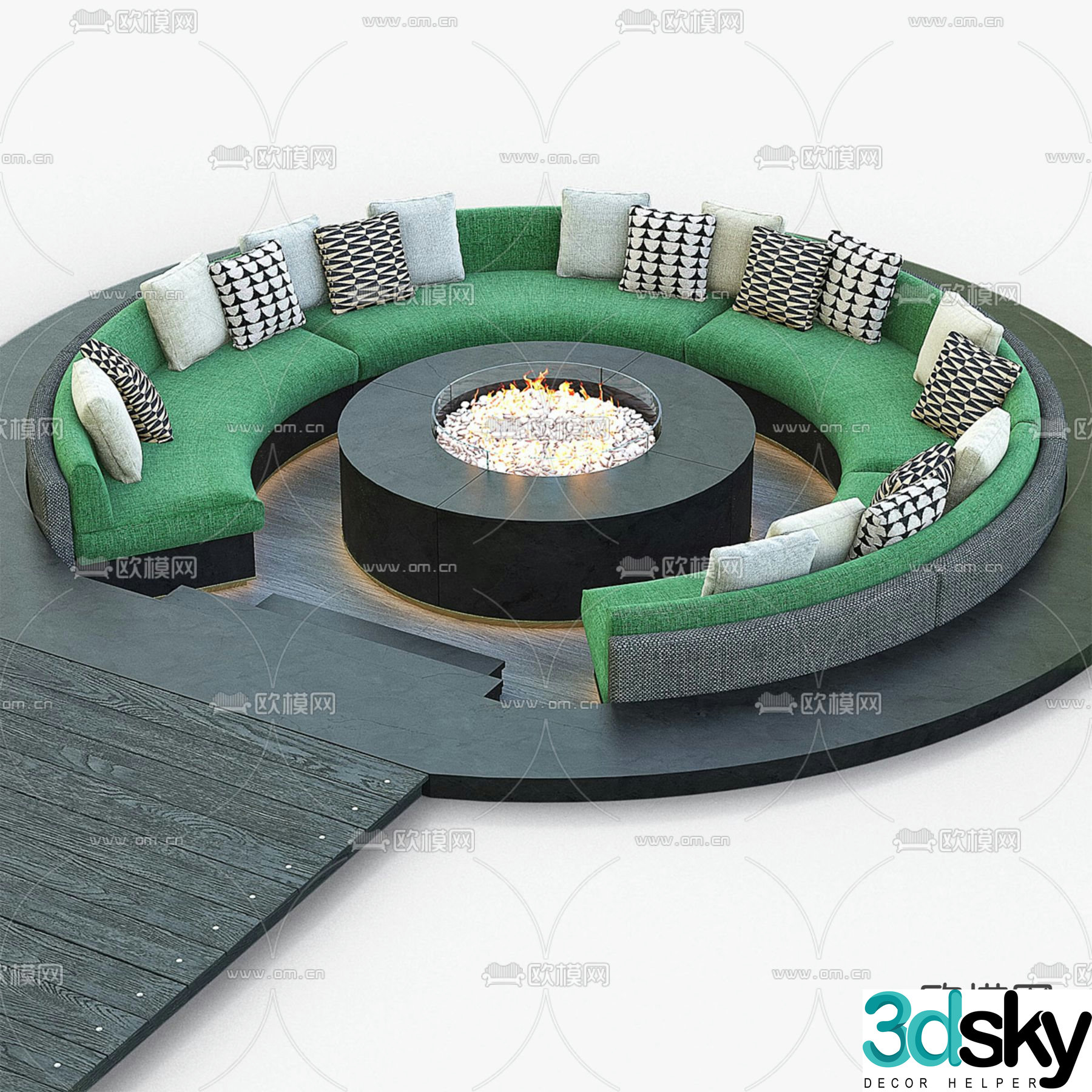 Modern curved sofa 3d model