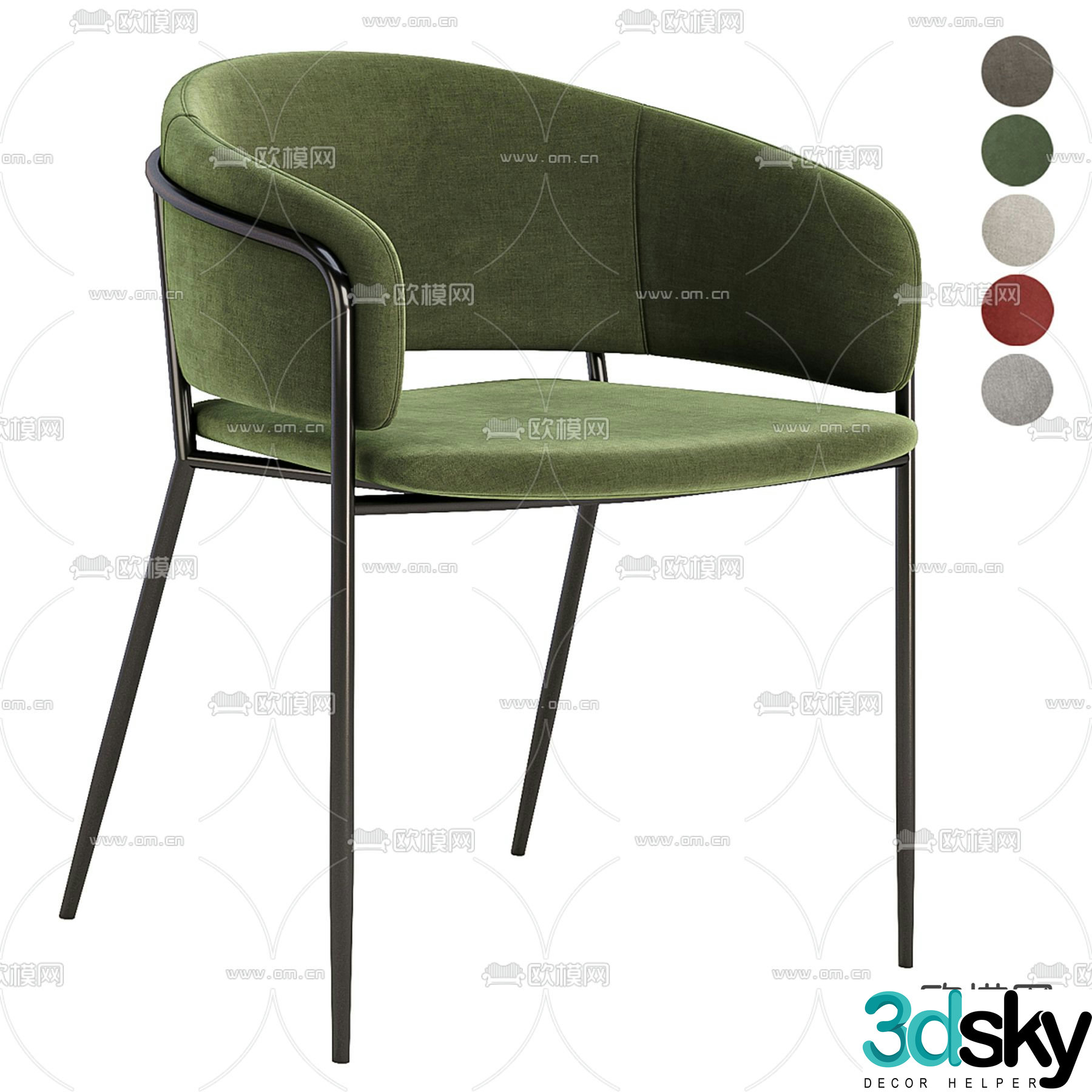 Runnie modern fabric dining chair single chair 3d model